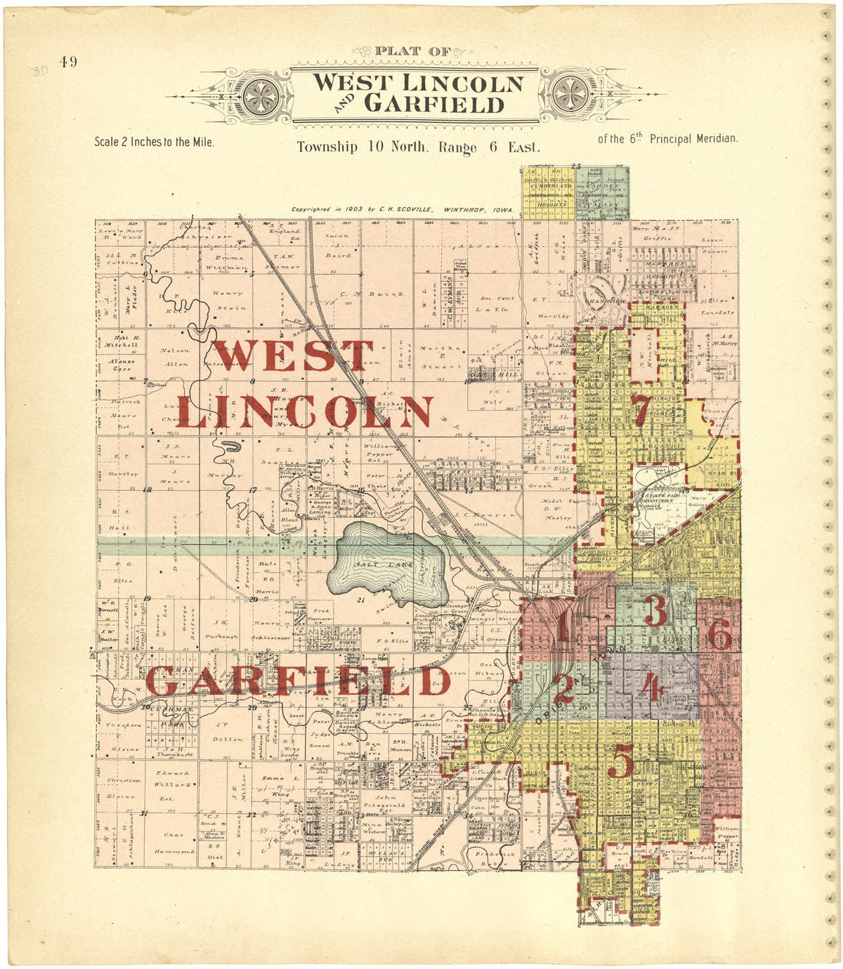 Plat of West Lincoln and Garfield from Plat Book of Lancaster County, Nebraska 1903 by Relic Map Company