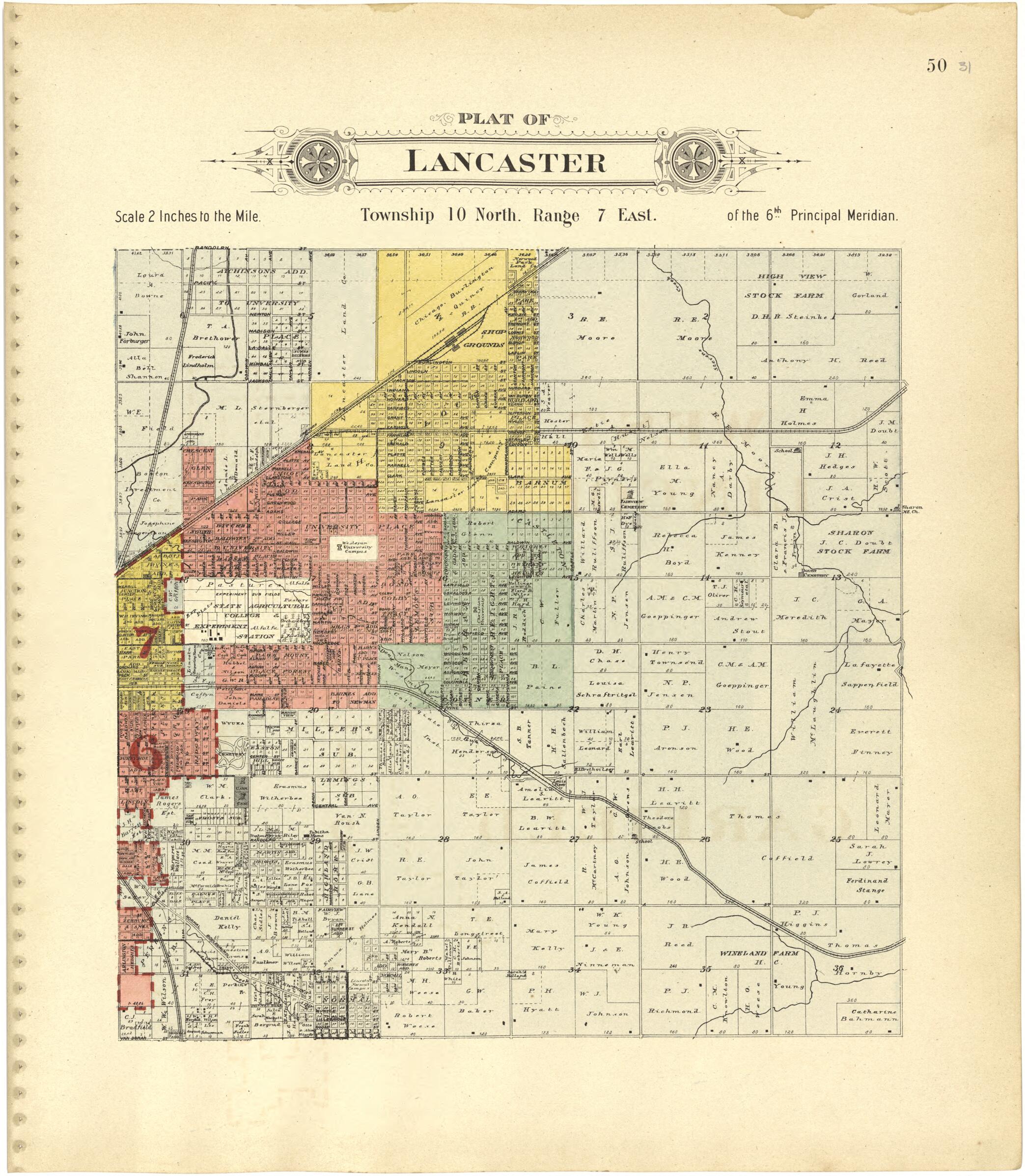 This old map of Plat of Lancaster from Plat Book of Lancaster County, Nebraska from 1903 was created by Brown-Scoville Publishing Company in 1903