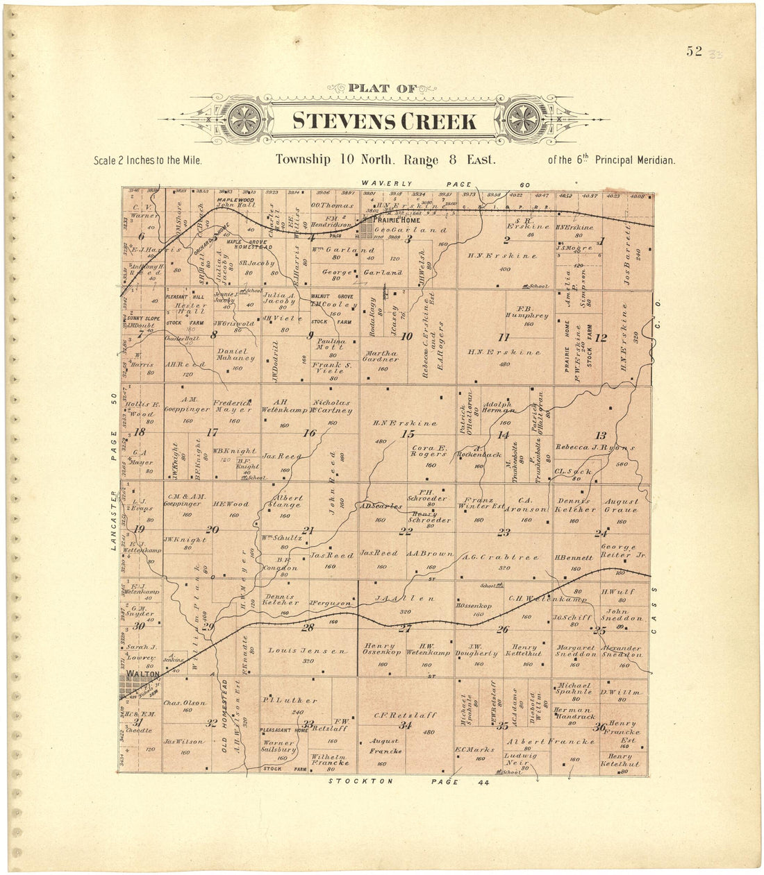 This old map of Plat of Stevens Creek from Plat Book of Lancaster County, Nebraska from 1903 was created by Brown-Scoville Publishing Company in 1903