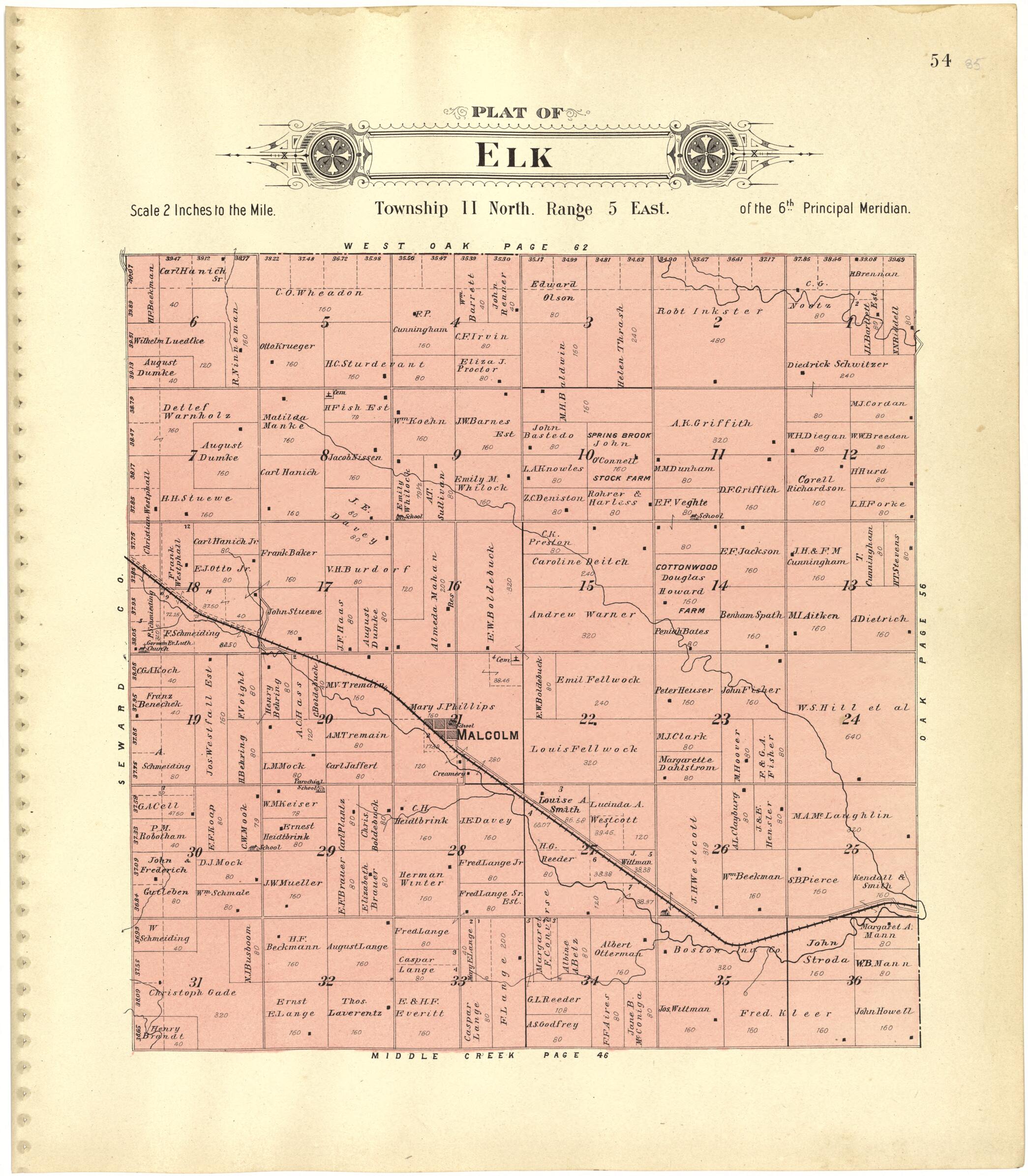 This old map of Plat of Elk from Plat Book of Lancaster County, Nebraska from 1903 was created by Brown-Scoville Publishing Company in 1903