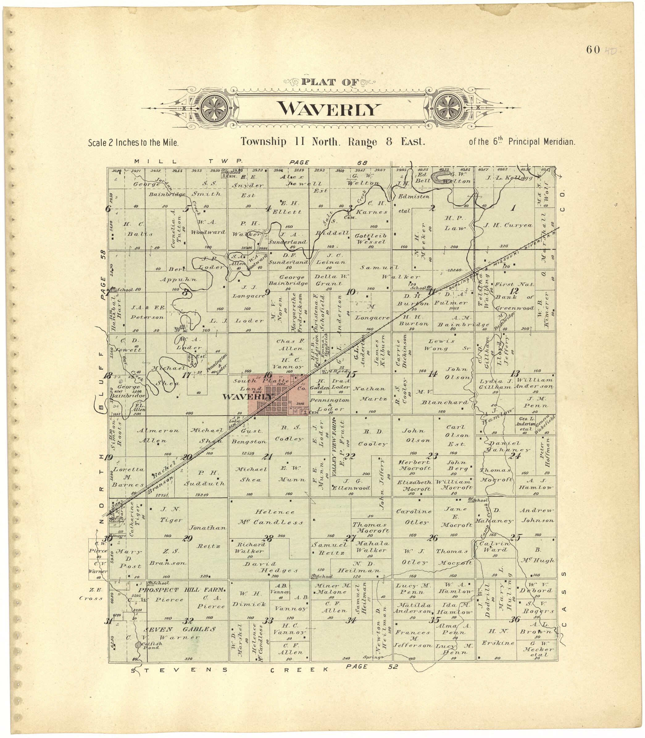 This old map of Plat of Waverly from Plat Book of Lancaster County, Nebraska from 1903 was created by Brown-Scoville Publishing Company in 1903