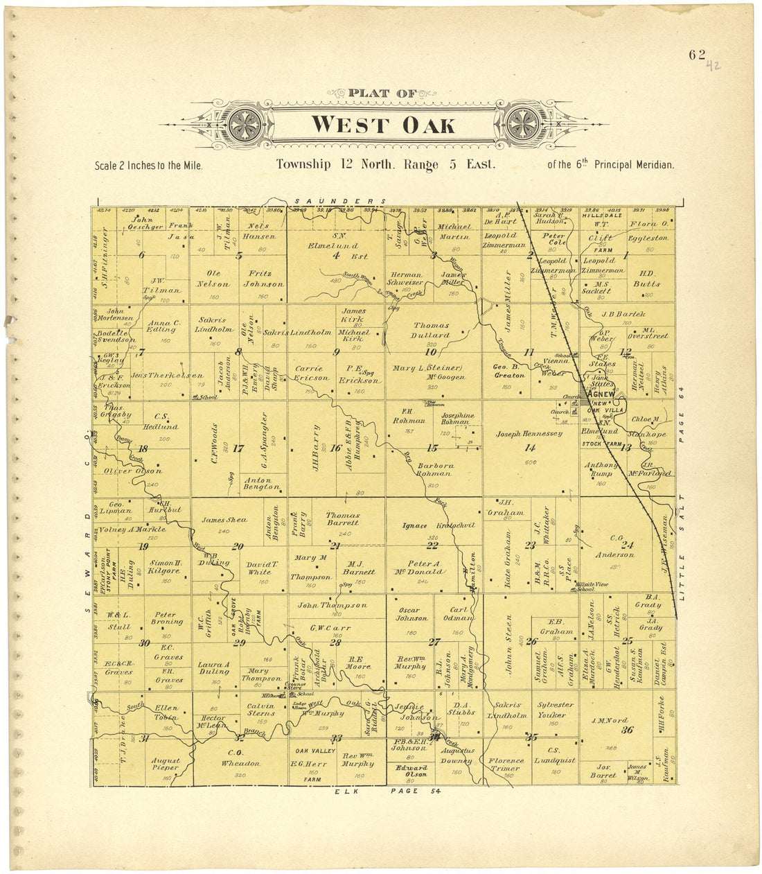 This old map of Plat of West Oak from Plat Book of Lancaster County, Nebraska from 1903 was created by Brown-Scoville Publishing Company in 1903
