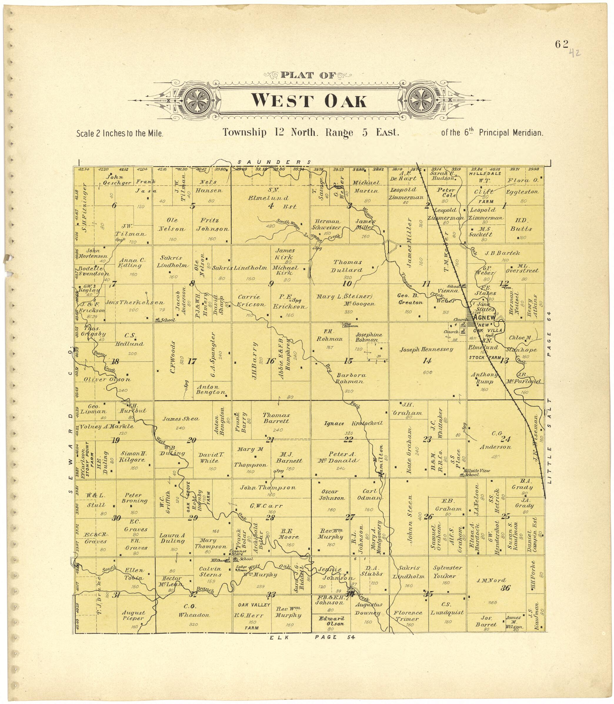 This old map of Plat of West Oak from Plat Book of Lancaster County, Nebraska from 1903 was created by Brown-Scoville Publishing Company in 1903