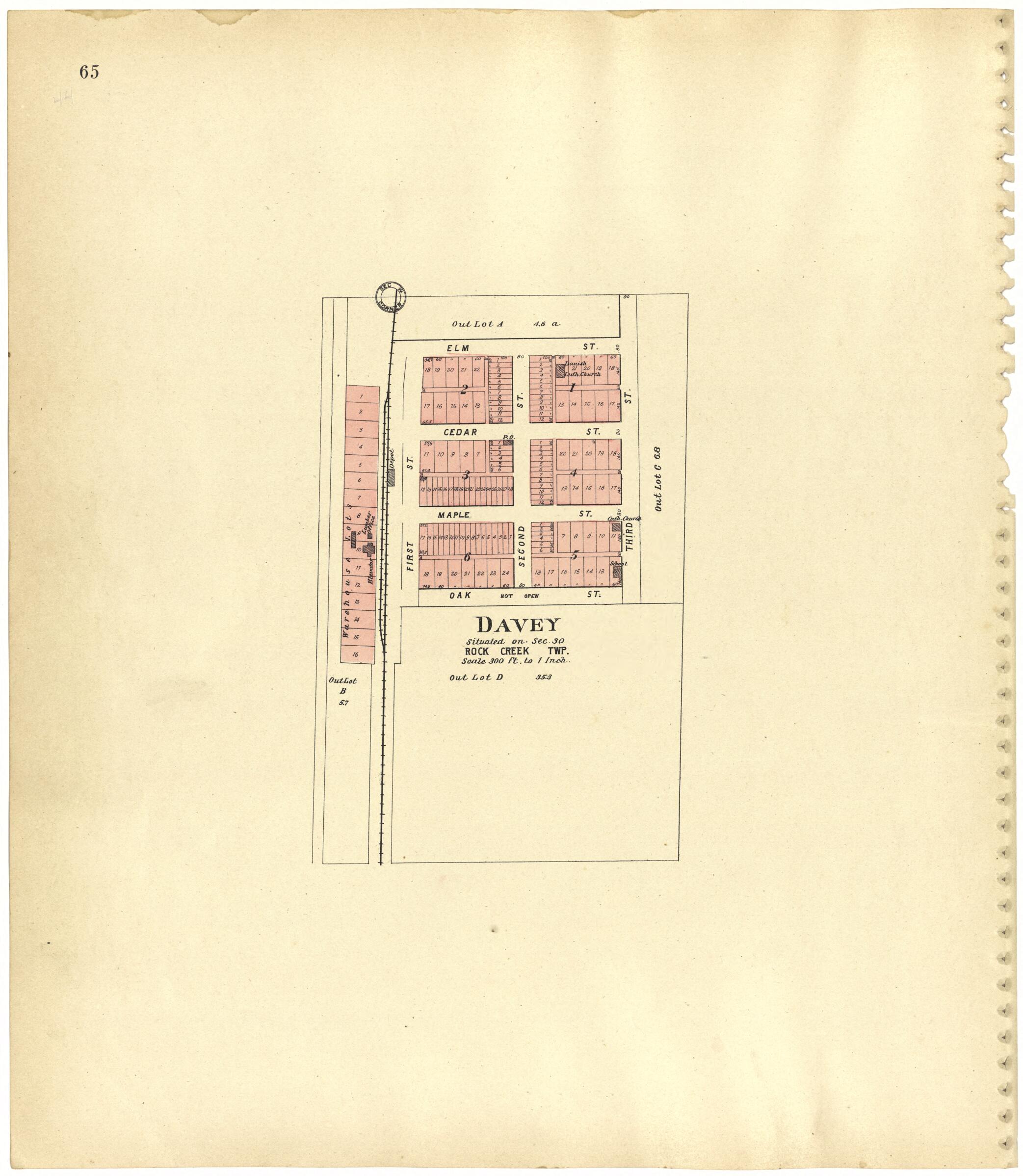 This old map of Davey from Plat Book of Lancaster County, Nebraska from 1903 was created by Brown-Scoville Publishing Company in 1903