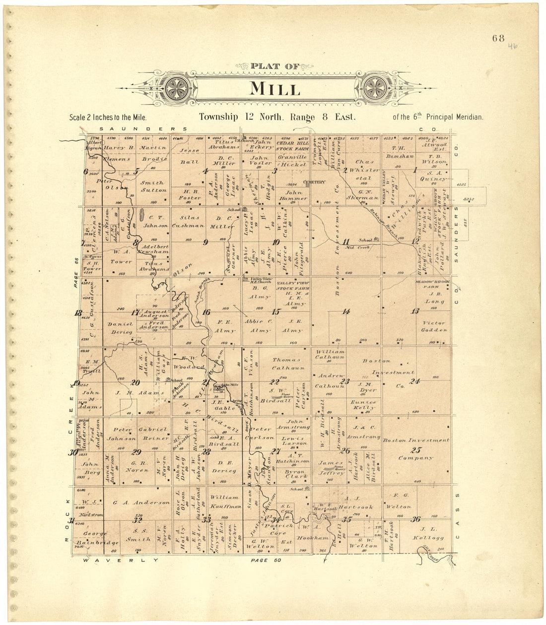 This old map of Plat of Mill from Plat Book of Lancaster County, Nebraska from 1903 was created by Brown-Scoville Publishing Company in 1903