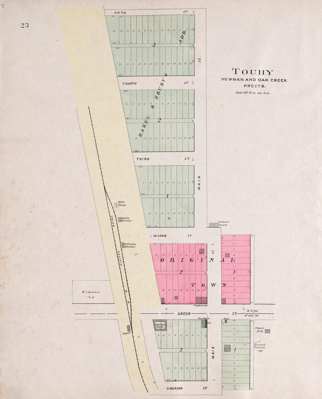 This old map of Touhy, Newman and Oak Creek from Plat Book of Saunders County, Nebraska from 1907 was created by Brown-Scoville Publishing Company in 1907