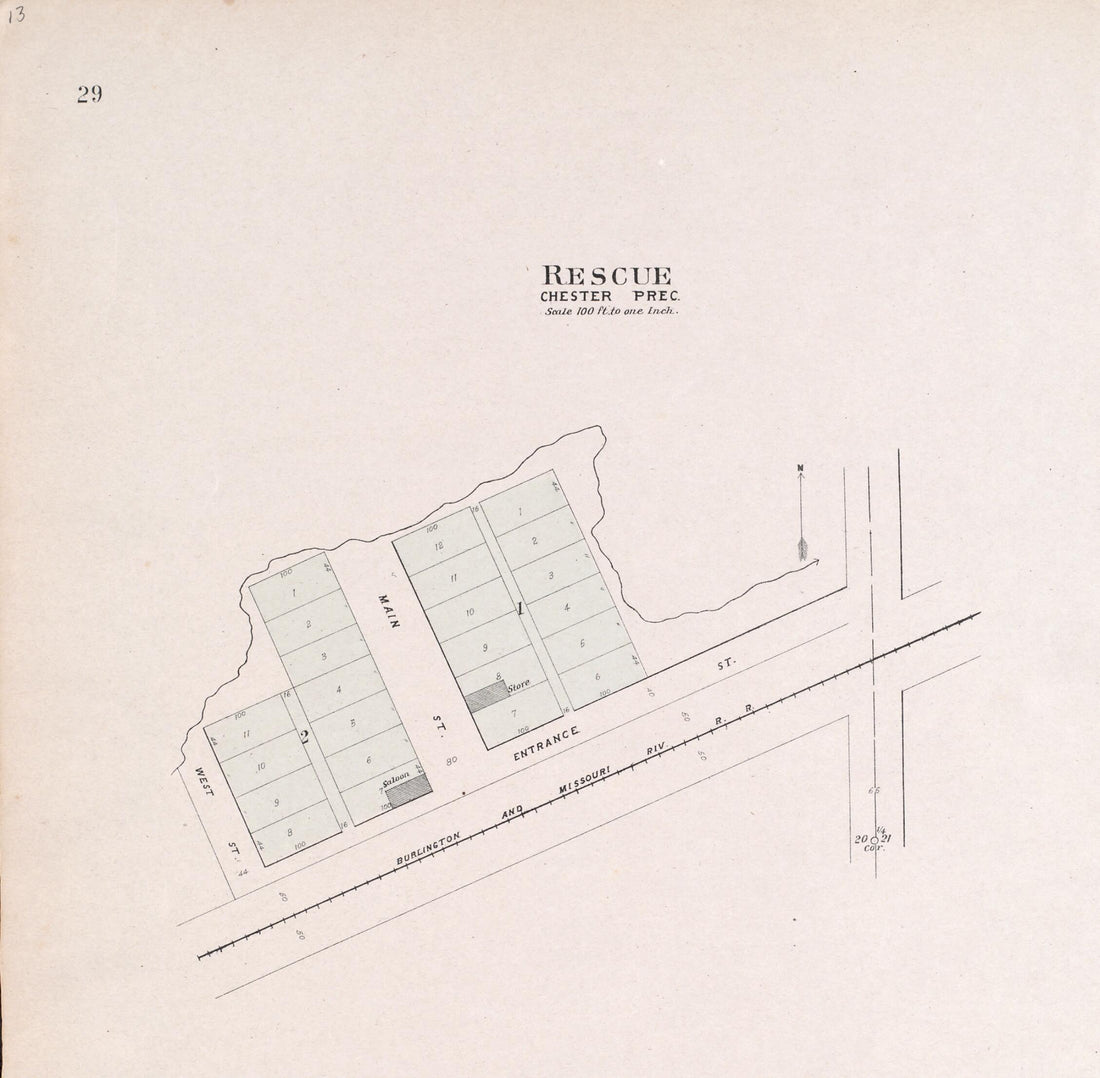 This old map of Rescue from Plat Book of Saunders County, Nebraska from 1907 was created by Brown-Scoville Publishing Company in 1907