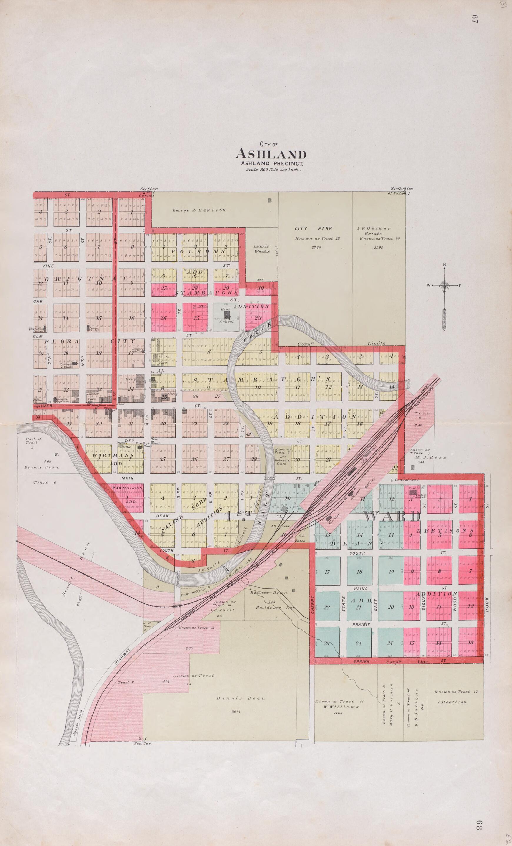 This old map of City of Ashland from Plat Book of Saunders County, Nebraska from 1907 was created by Brown-Scoville Publishing Company in 1907