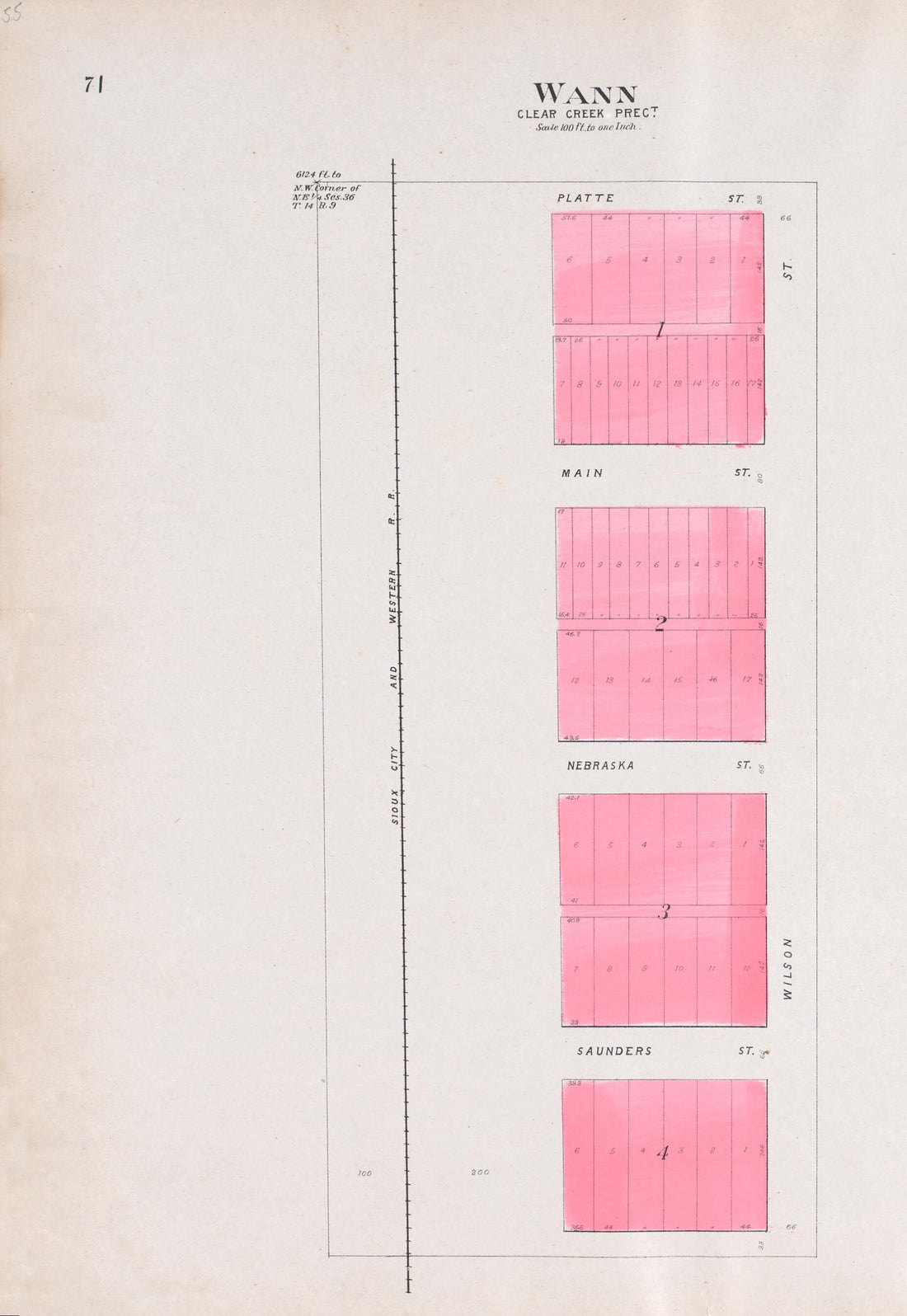 This old map of Wann from Plat Book of Saunders County, Nebraska from 1907 was created by Brown-Scoville Publishing Company in 1907