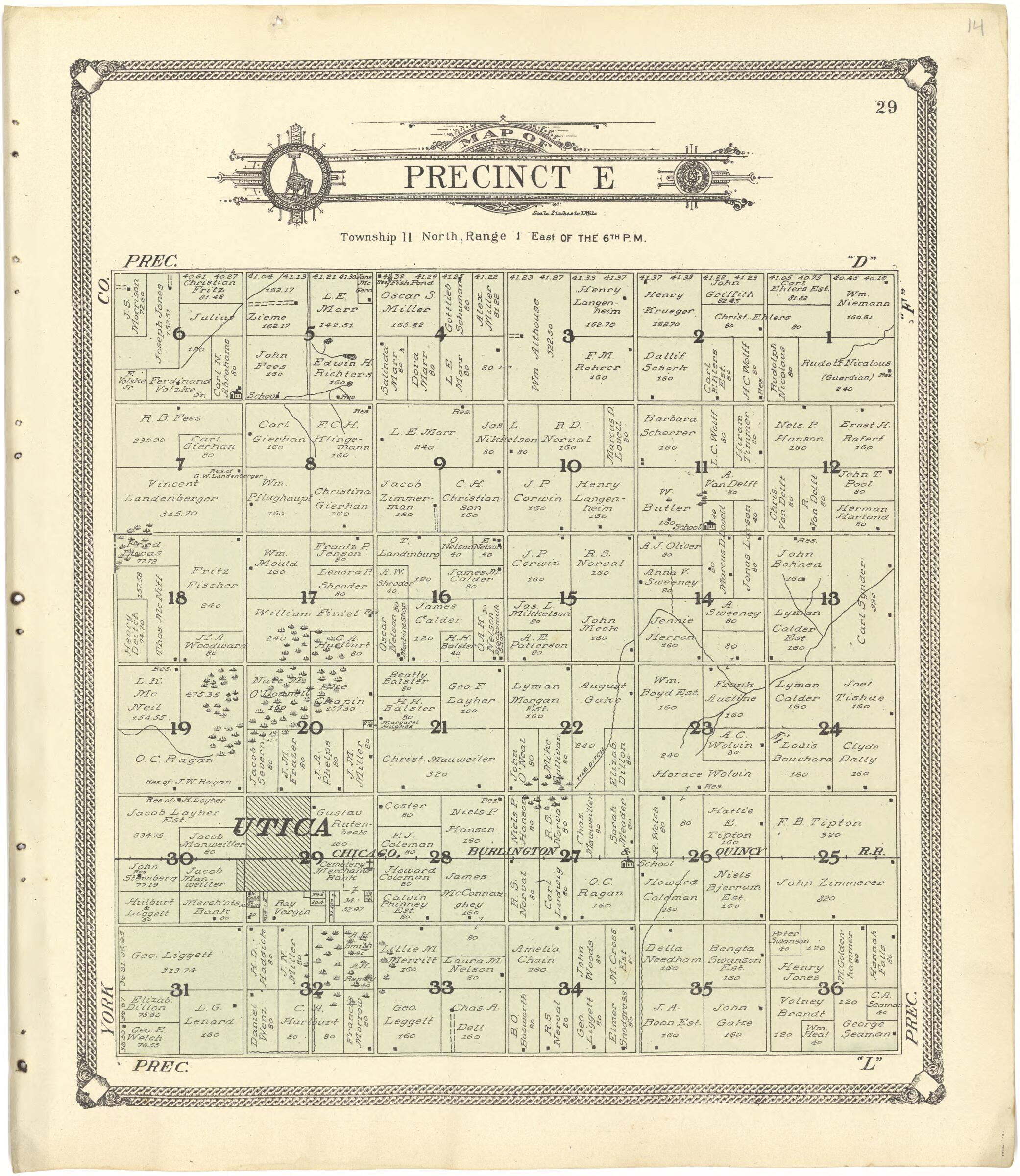 This old map of Map of Precinct E from Standard Atlas of Seward County, Nebraska from 1908 was created by Alden Publishing Co in 1908