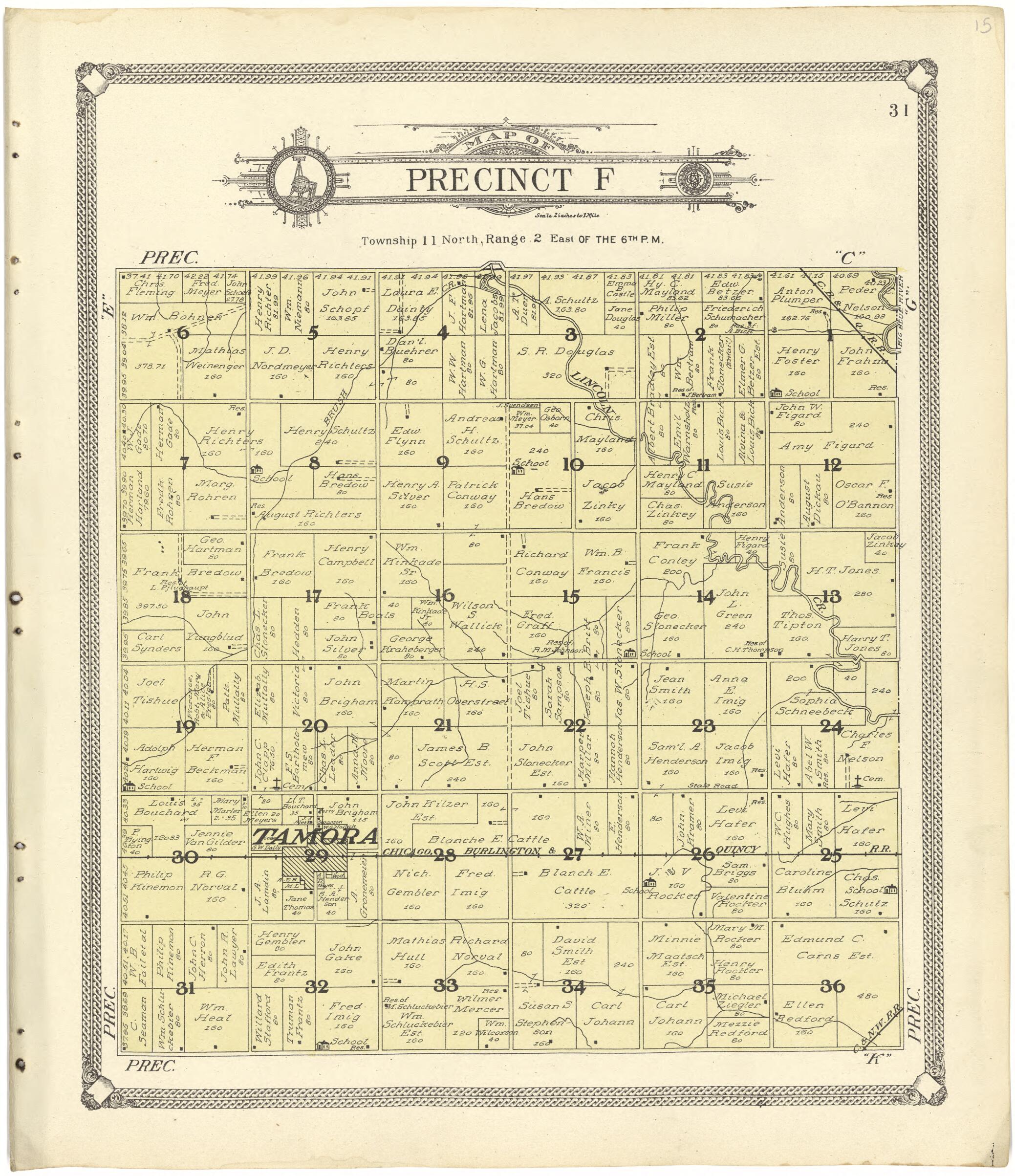 This old map of Map of Precinct F from Standard Atlas of Seward County, Nebraska from 1908 was created by Alden Publishing Co in 1908