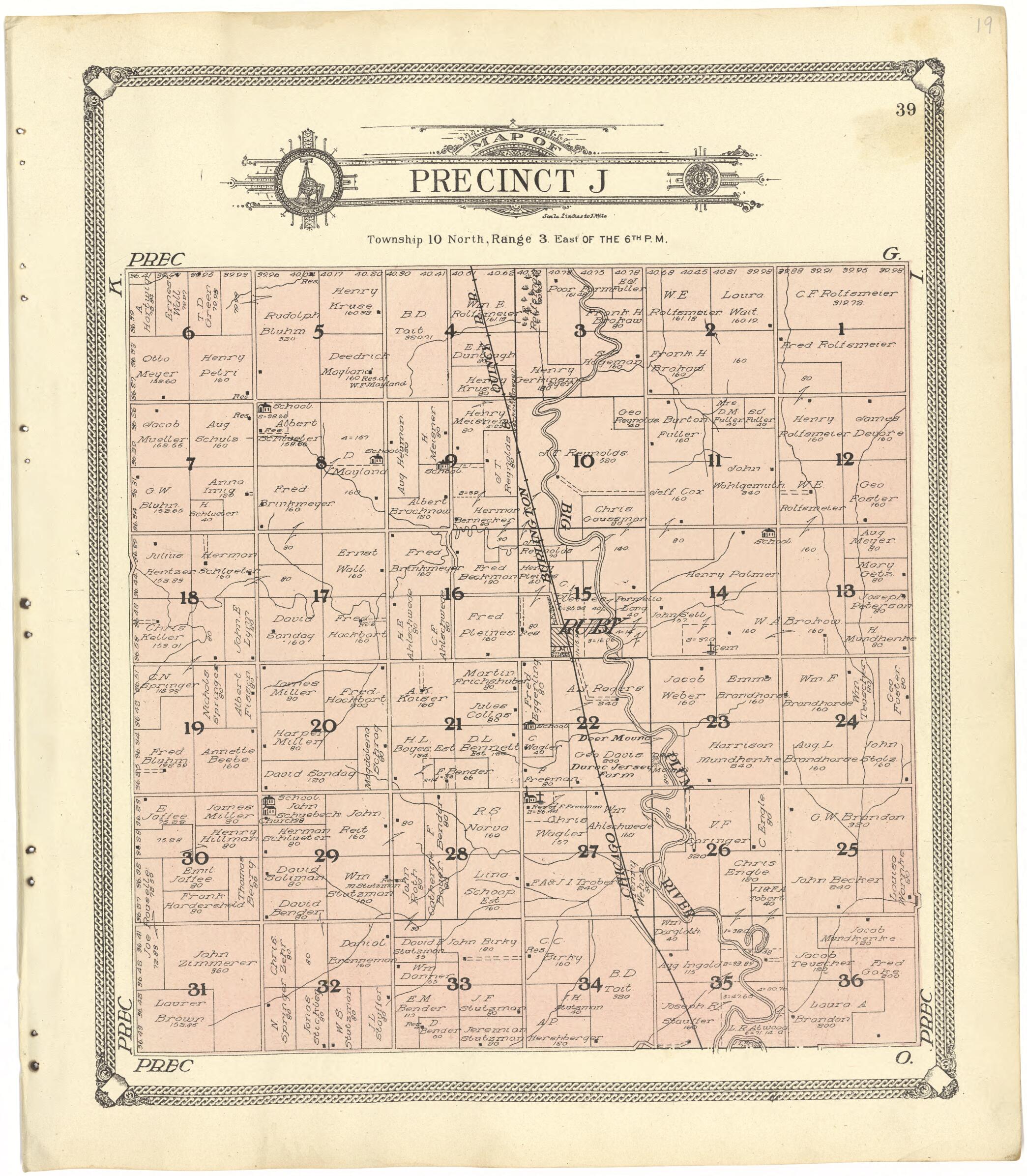 This old map of Map of Precinct J from Standard Atlas of Seward County, Nebraska from 1908 was created by Alden Publishing Co in 1908