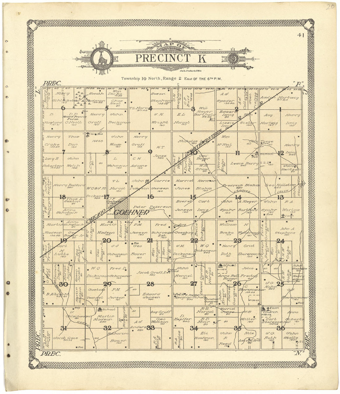 This old map of Map of Precinct K from Standard Atlas of Seward County, Nebraska from 1908 was created by Alden Publishing Co in 1908