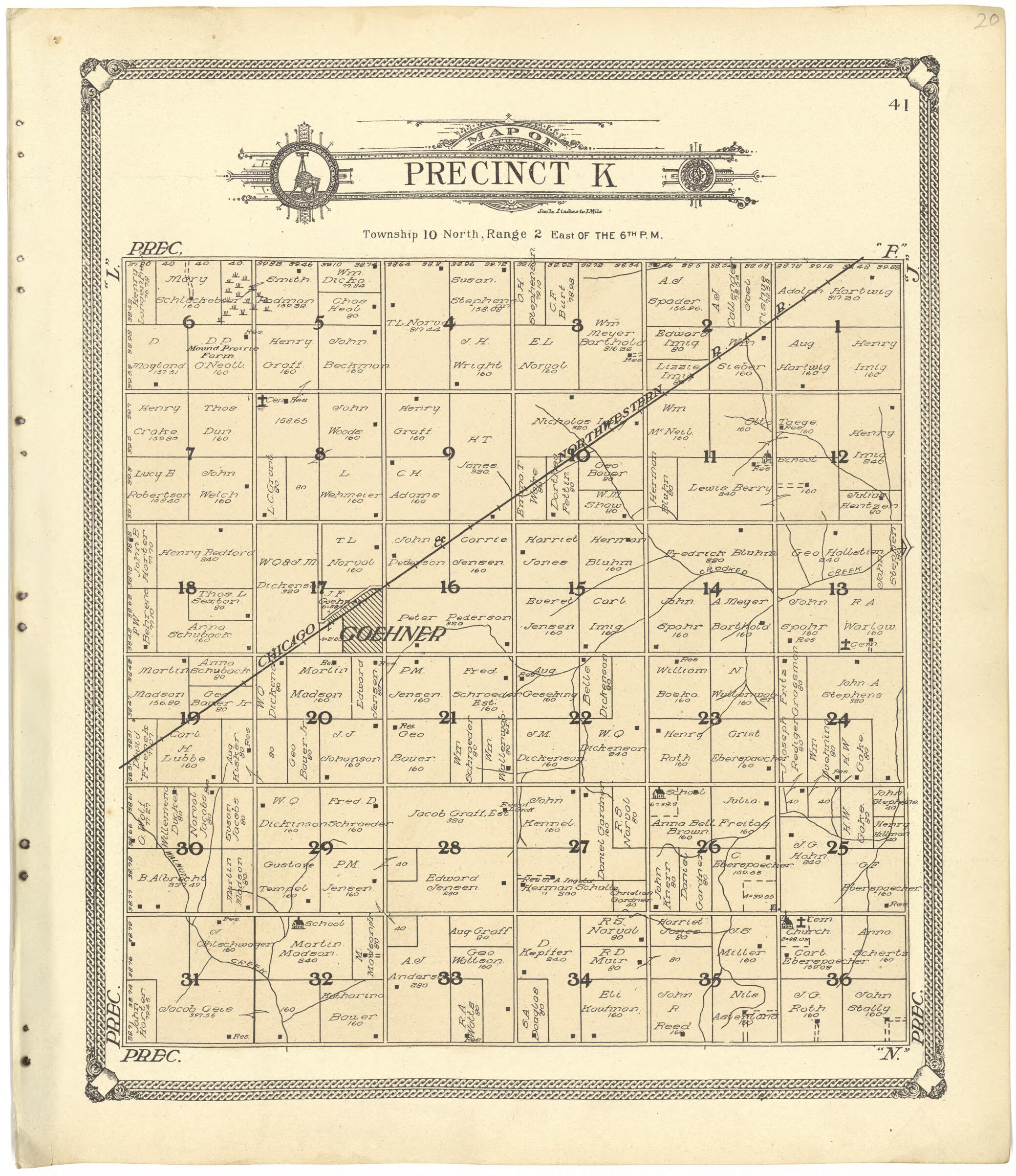 This old map of Map of Precinct K from Standard Atlas of Seward County, Nebraska from 1908 was created by Alden Publishing Co in 1908