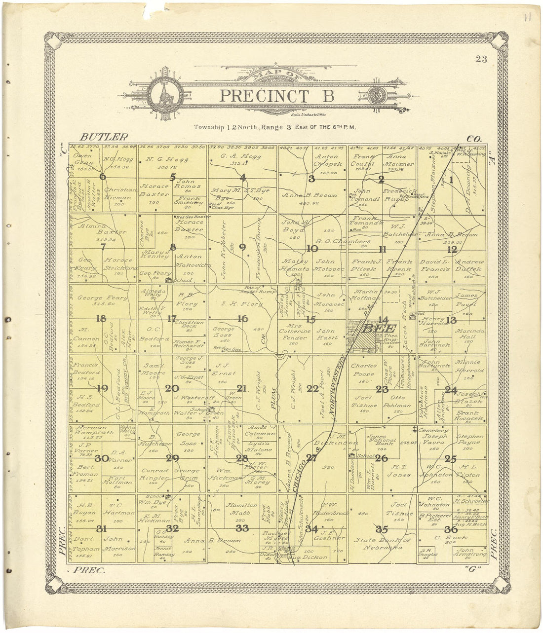 This old map of Map of Precinct B from Standard Atlas of Seward County, Nebraska from 1908 was created by Alden Publishing Co in 1908