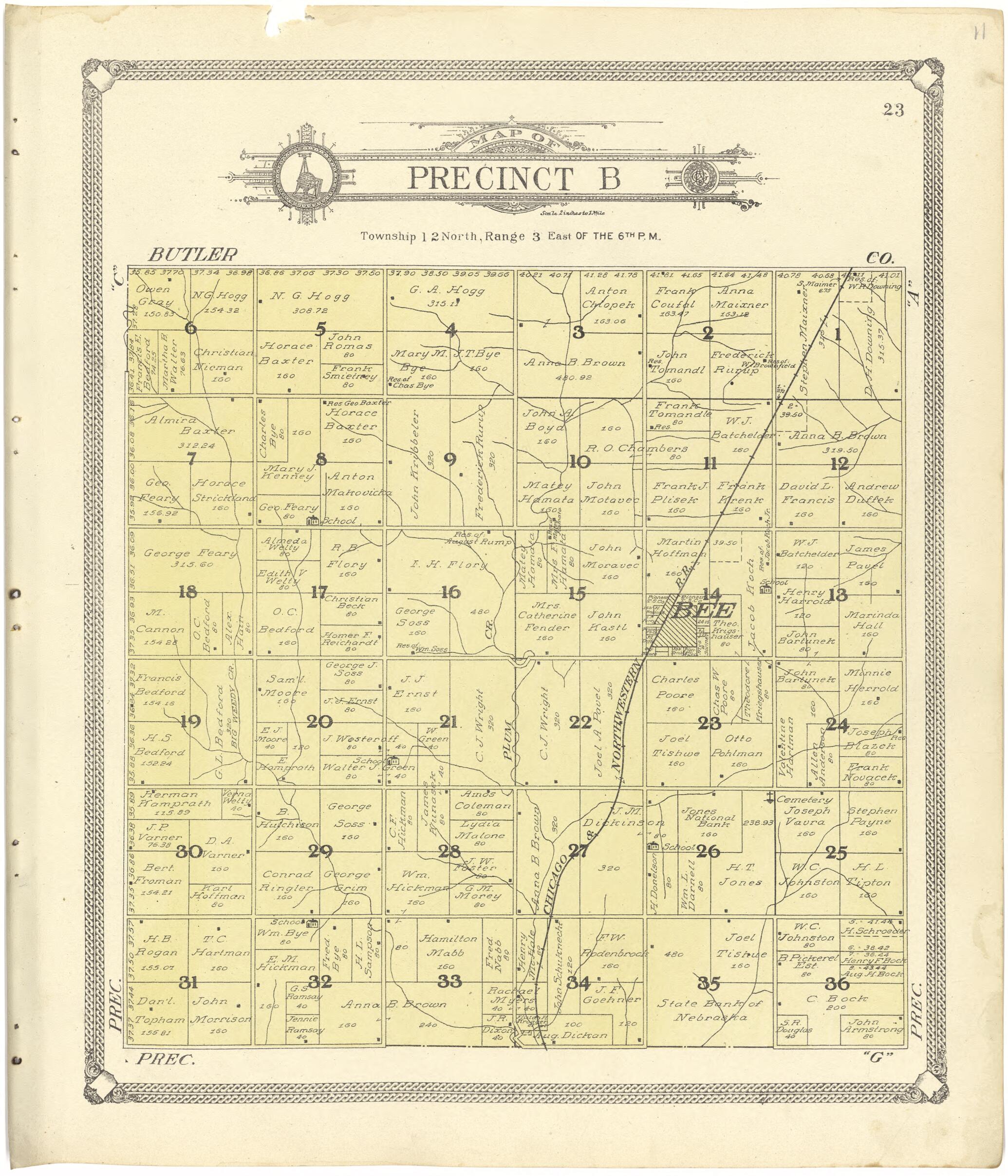 This old map of Map of Precinct B from Standard Atlas of Seward County, Nebraska from 1908 was created by Alden Publishing Co in 1908