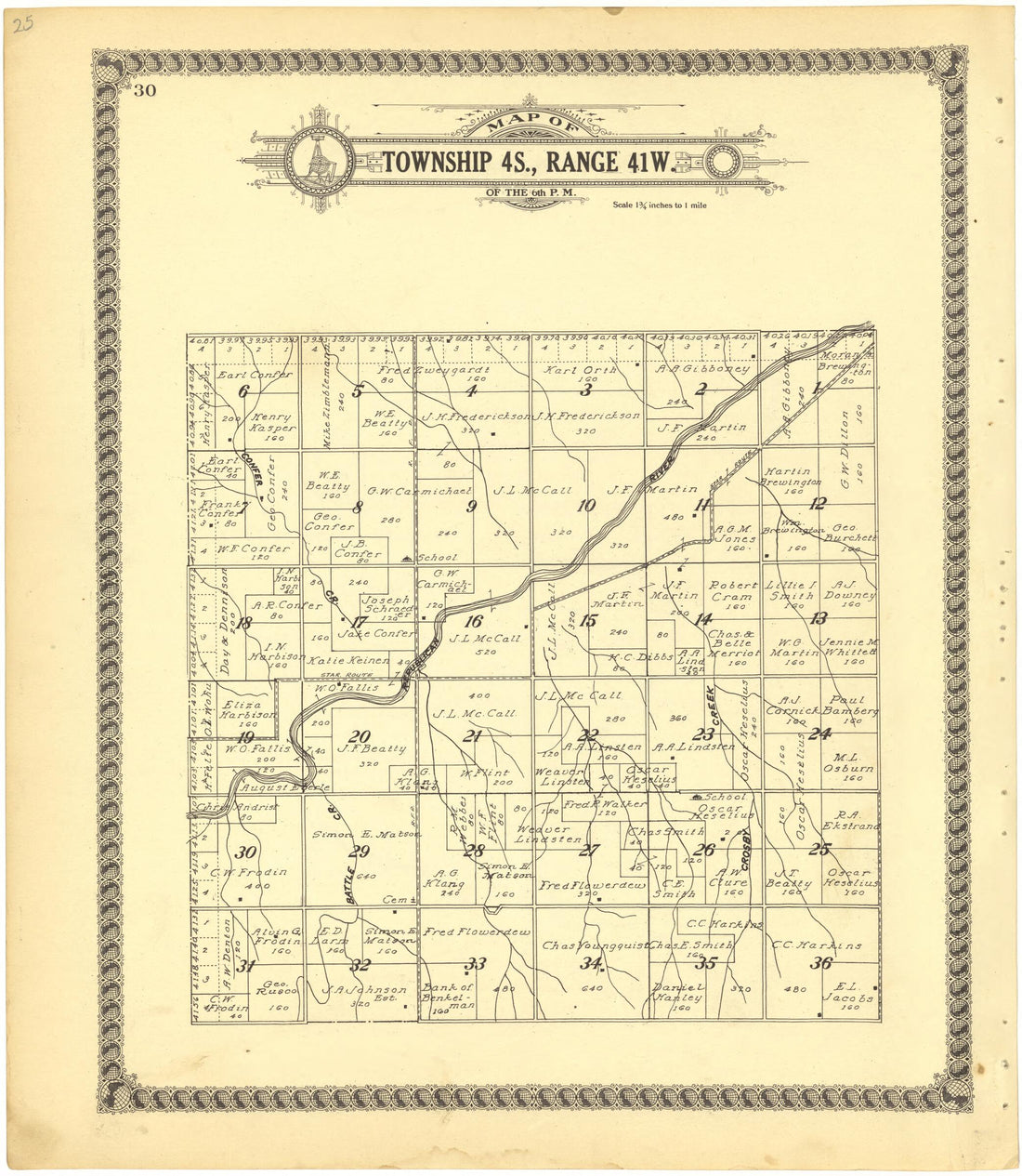 This old map of Map of Township 4S., Range 41W. of the 6th P.M. from Standard Atlas of Cheyenne County, Kansas from 1928 was created by Brock & Company in 1928