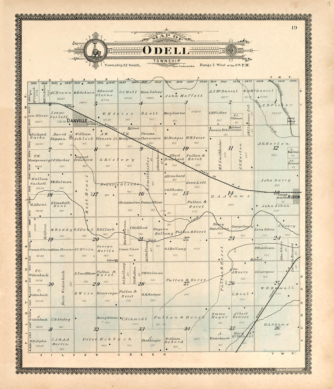This old map of Map of Odell Township from Standard Atlas of Harper County, Kansas from 1902 was created by Geo. A. Ogle & Co in 1902