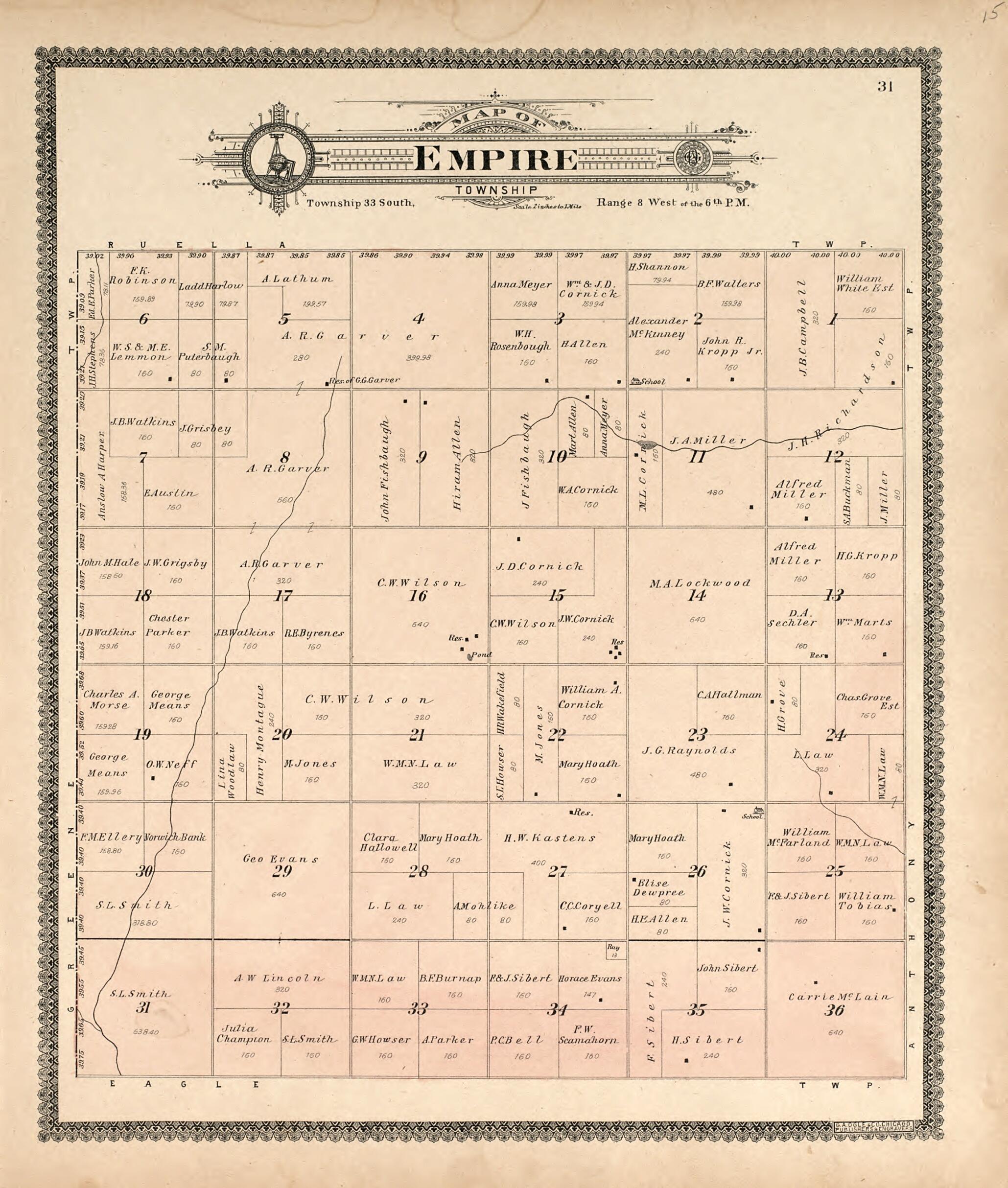 This old map of Map of Empire Township from Standard Atlas of Harper County, Kansas from 1902 was created by Geo. A. Ogle & Co in 1902