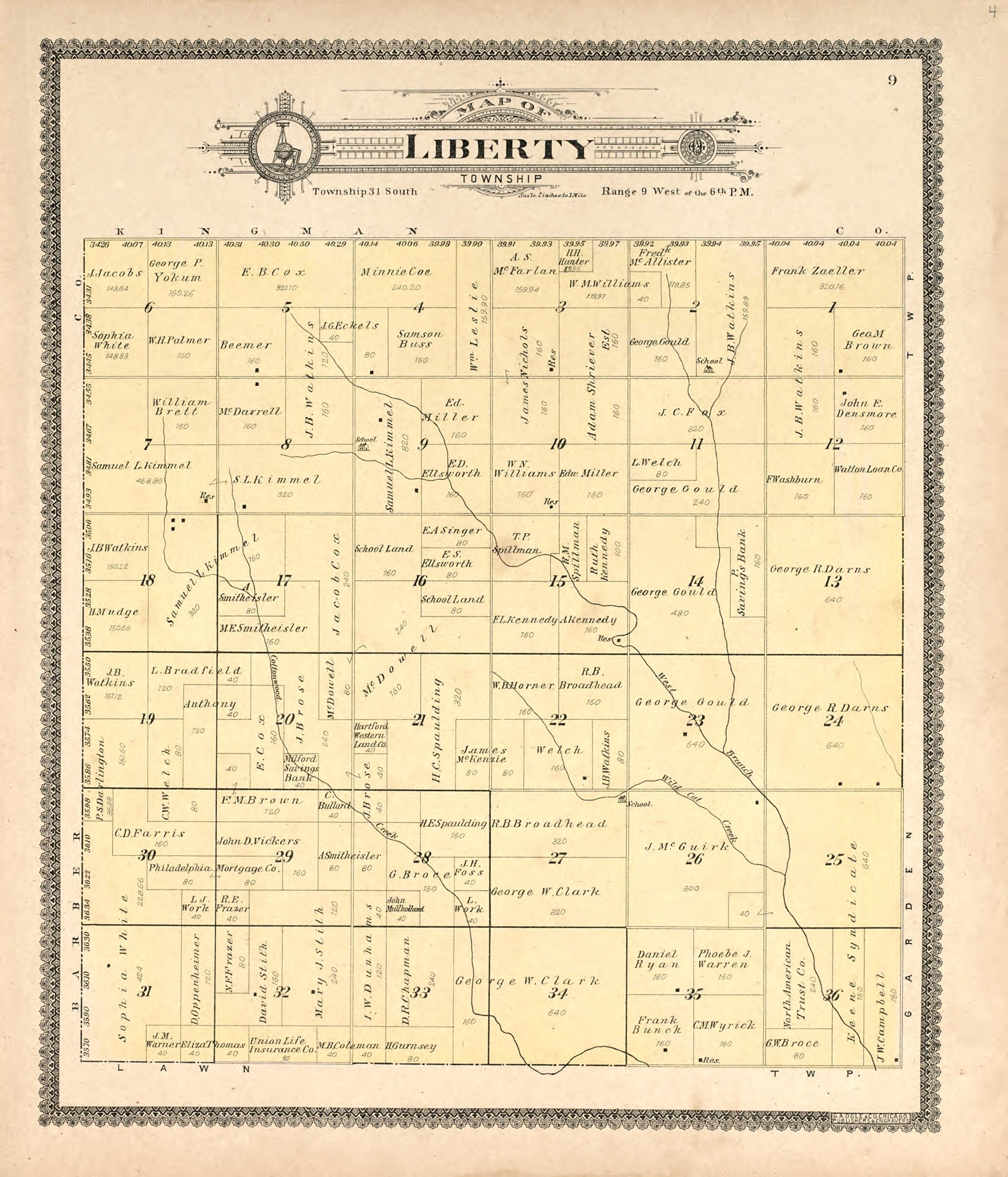 This old map of Map of Liberty Township from Standard Atlas of Harper County, Kansas from 1902 was created by Geo. A. Ogle & Co in 1902