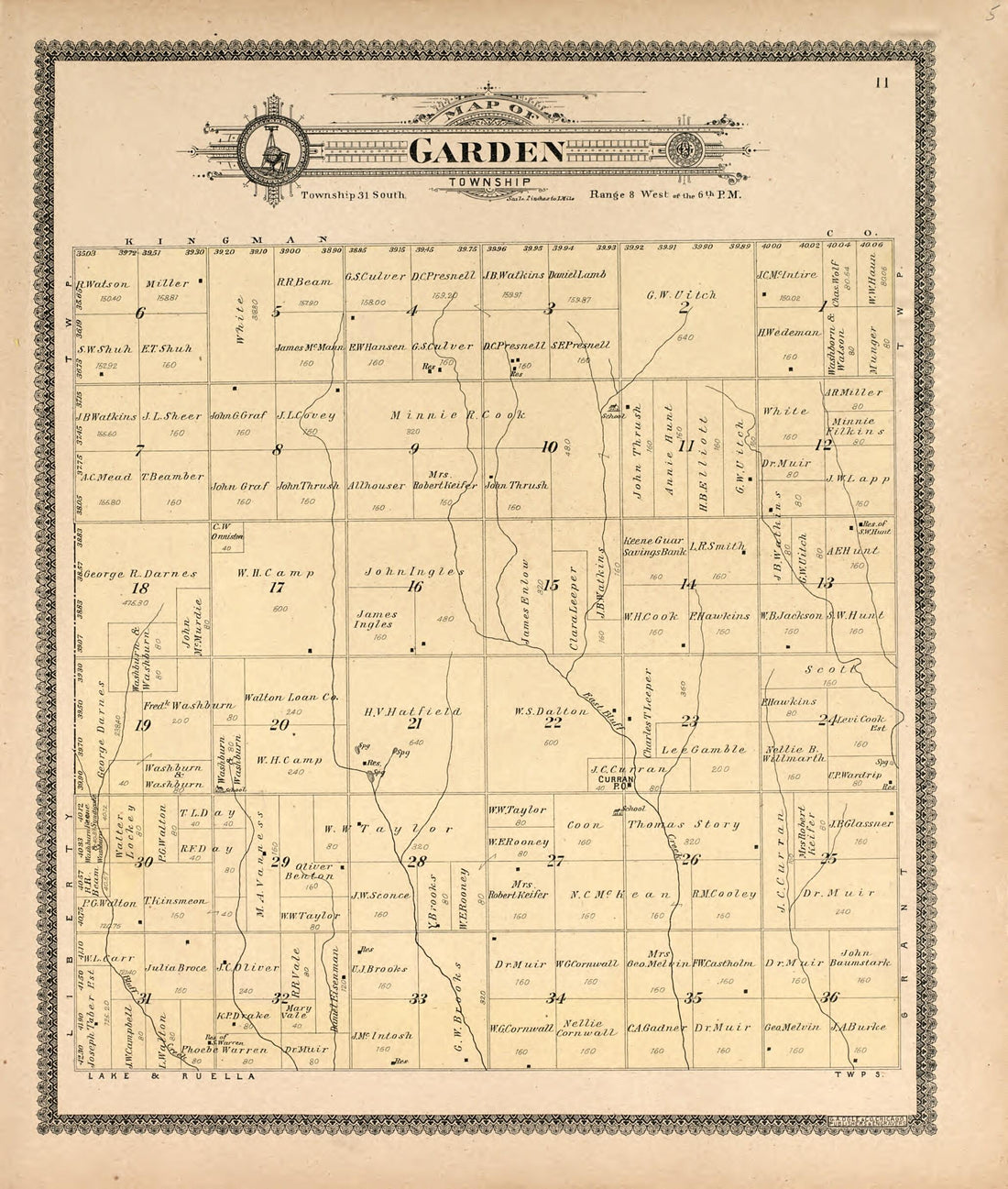 This old map of Map of Garden Township from Standard Atlas of Harper County, Kansas from 1902 was created by Geo. A. Ogle & Co in 1902
