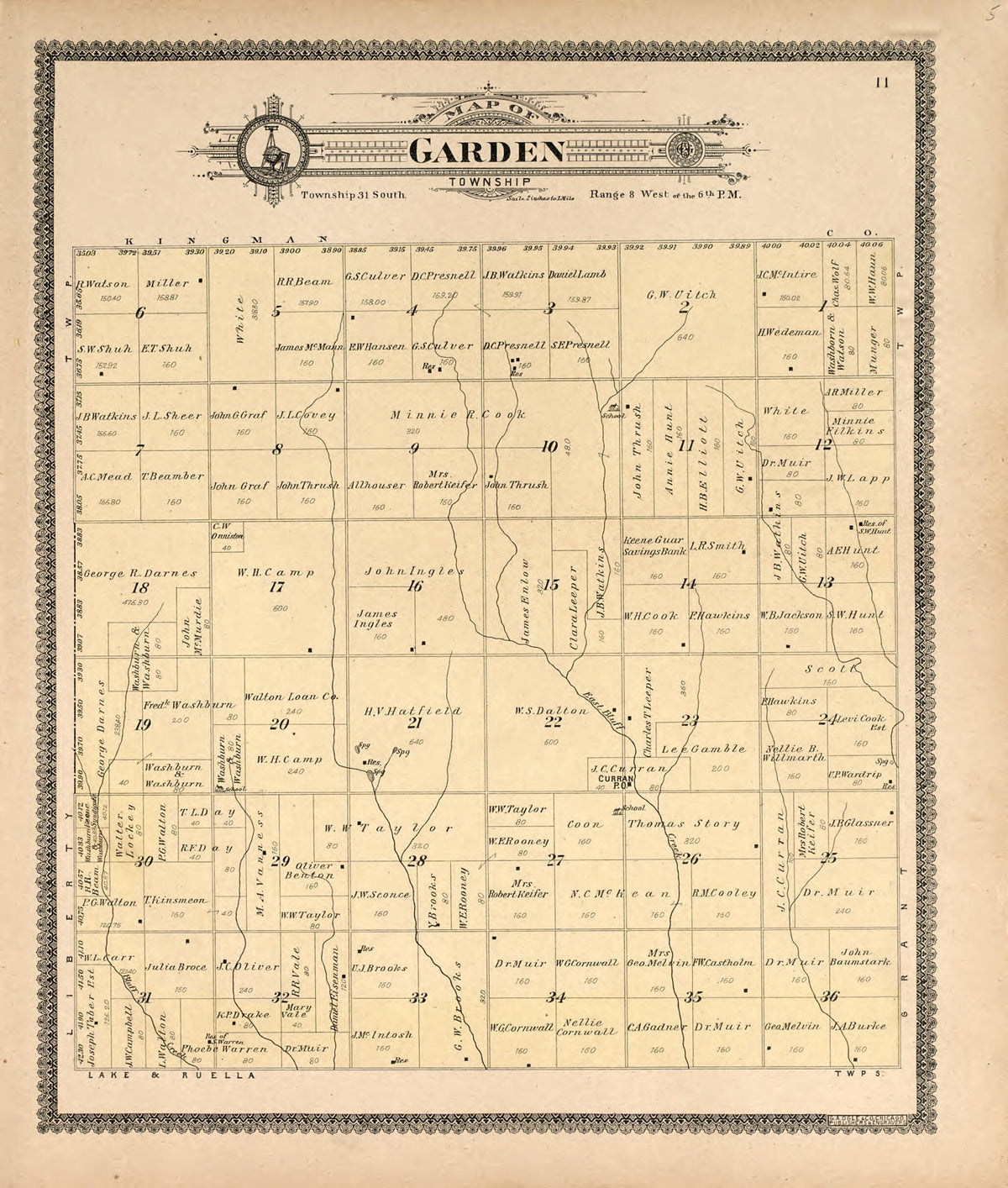 Map of Garden Township from Standard Atlas of Harper County, Kansas 1902 by Relic Map Company