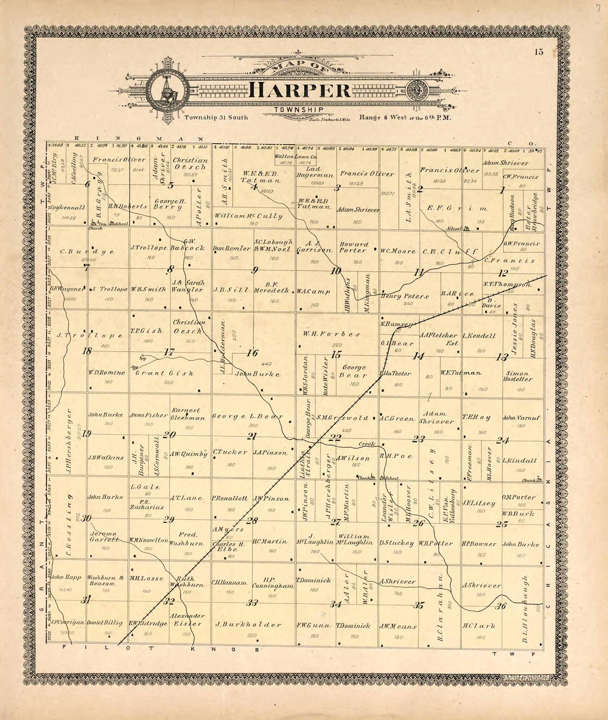This old map of Map of Harper Township from Standard Atlas of Harper County, Kansas from 1902 was created by Geo. A. Ogle & Co in 1902