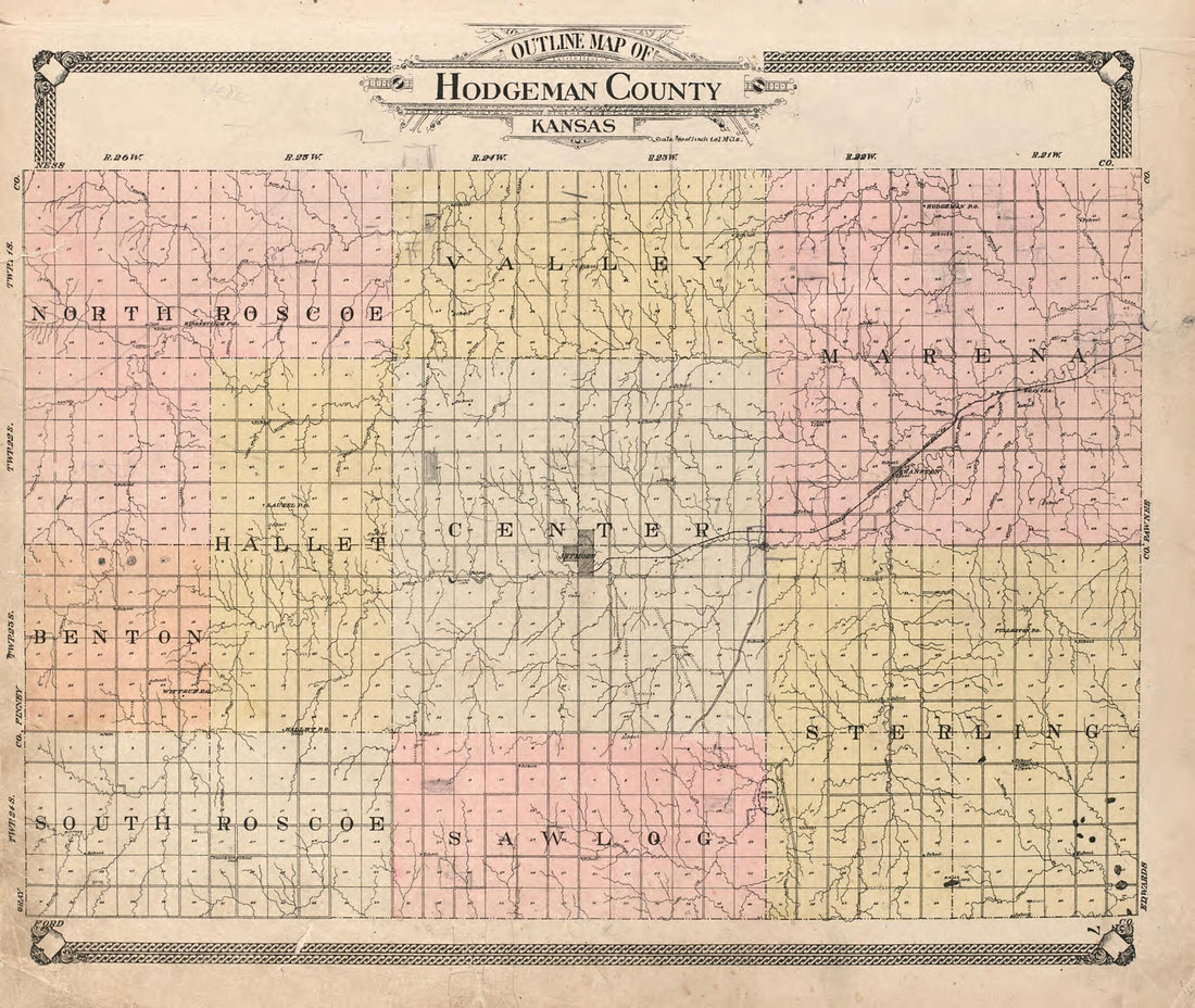 This old map of Outline Map of Hodgeman County, Kansas from Standard Atlas of Hodgeman County, Kansas from 1907 was created by Geo. A. Ogle & Co in 1907