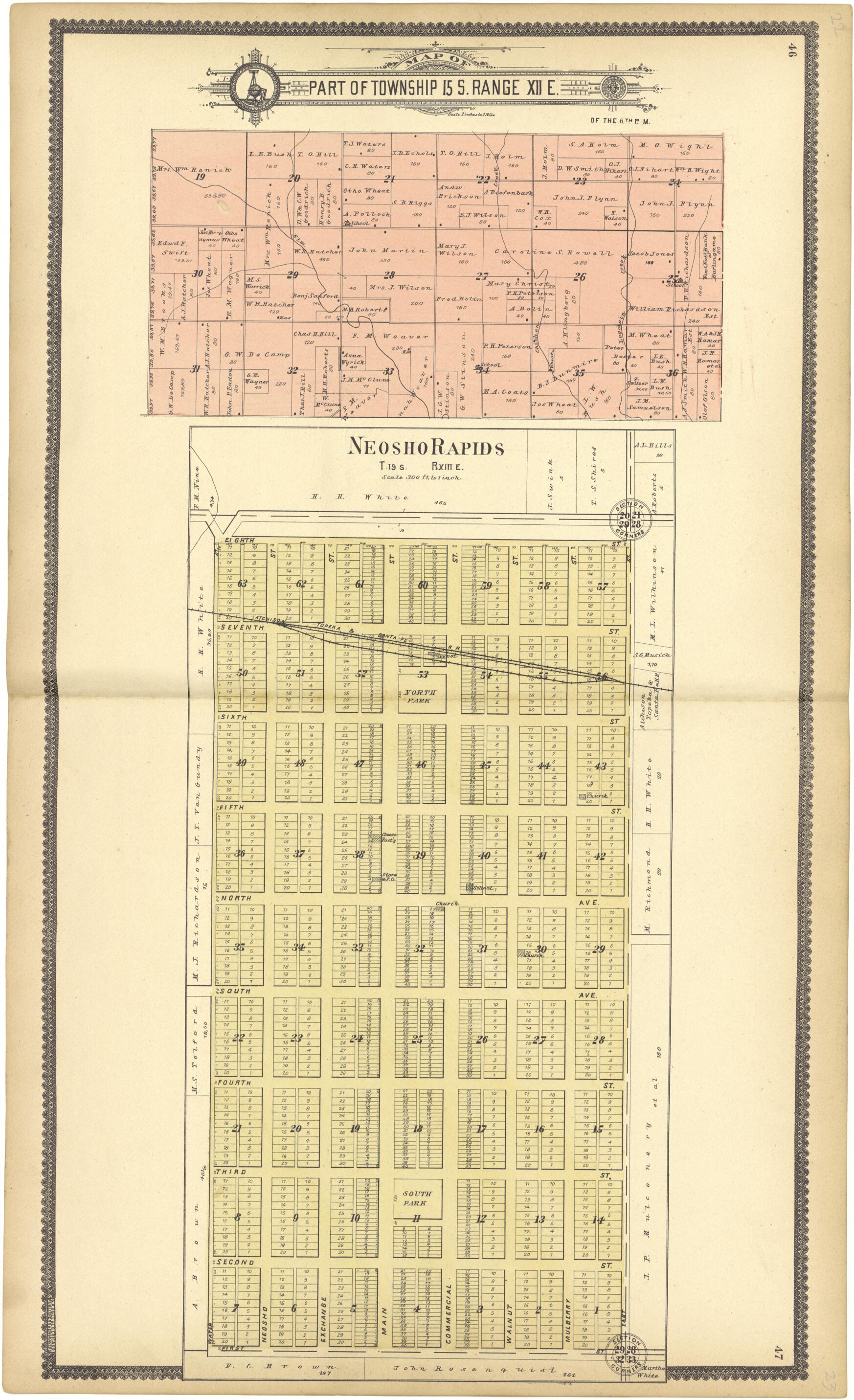 This old map of Map of Township 15 S. Range XII E. from Standard Atlas of Lyon County, Kansas from 1901 was created by Geo. A. Ogle & Co in 1901
