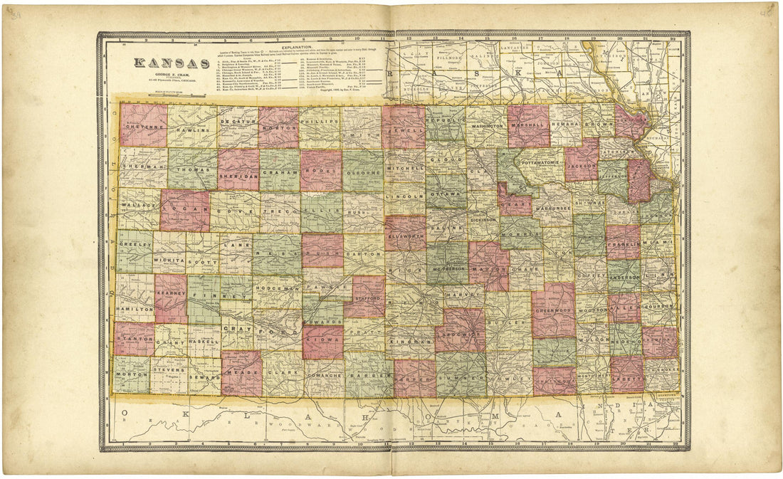 This old map of Kansas from Standard Atlas of Lyon County, Kansas from 1901 was created by Geo. A. Ogle & Co in 1901