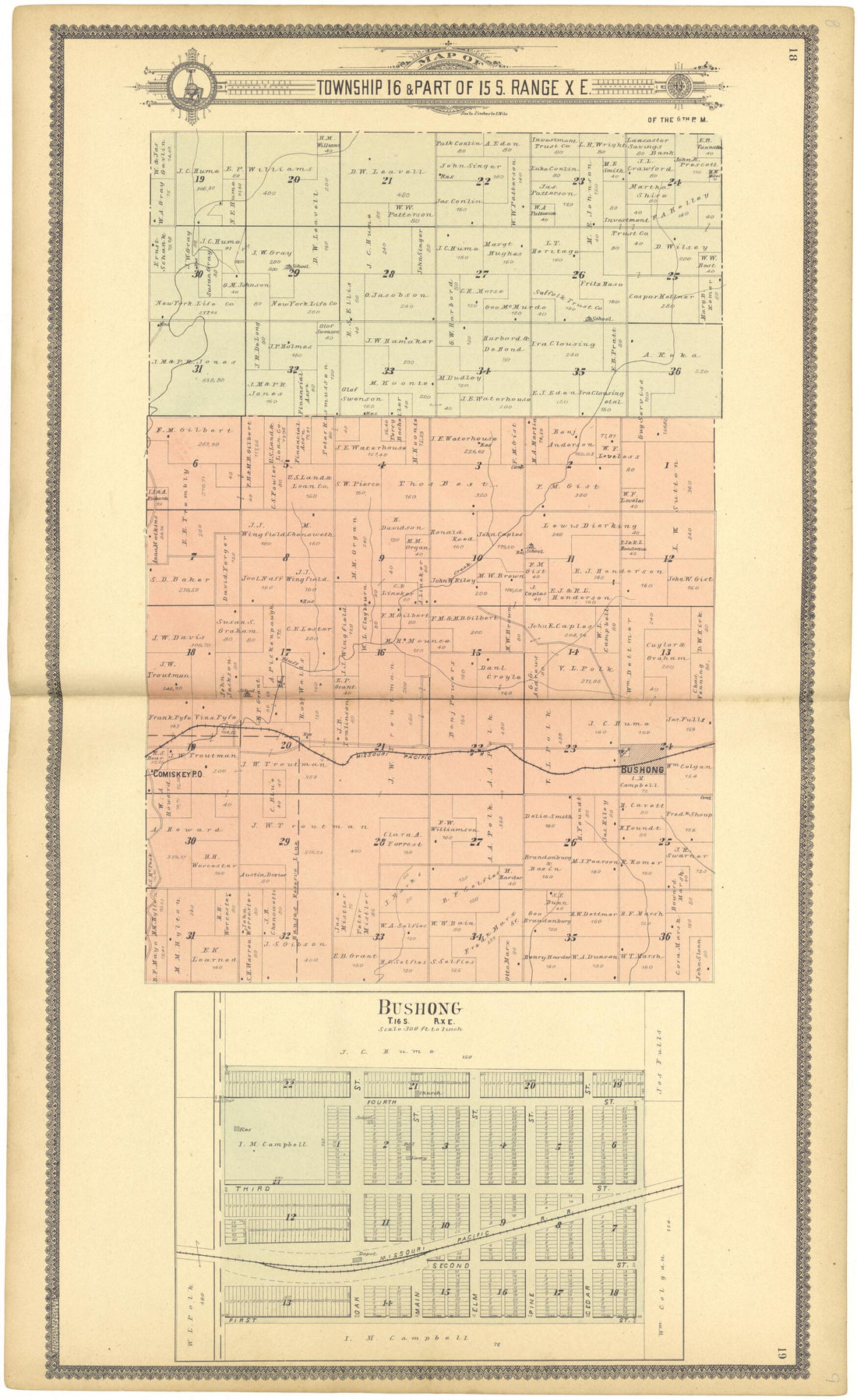 This old map of Map of Township 16 & Part of 15 S. Range X E. from Standard Atlas of Lyon County, Kansas from 1901 was created by Geo. A. Ogle & Co in 1901