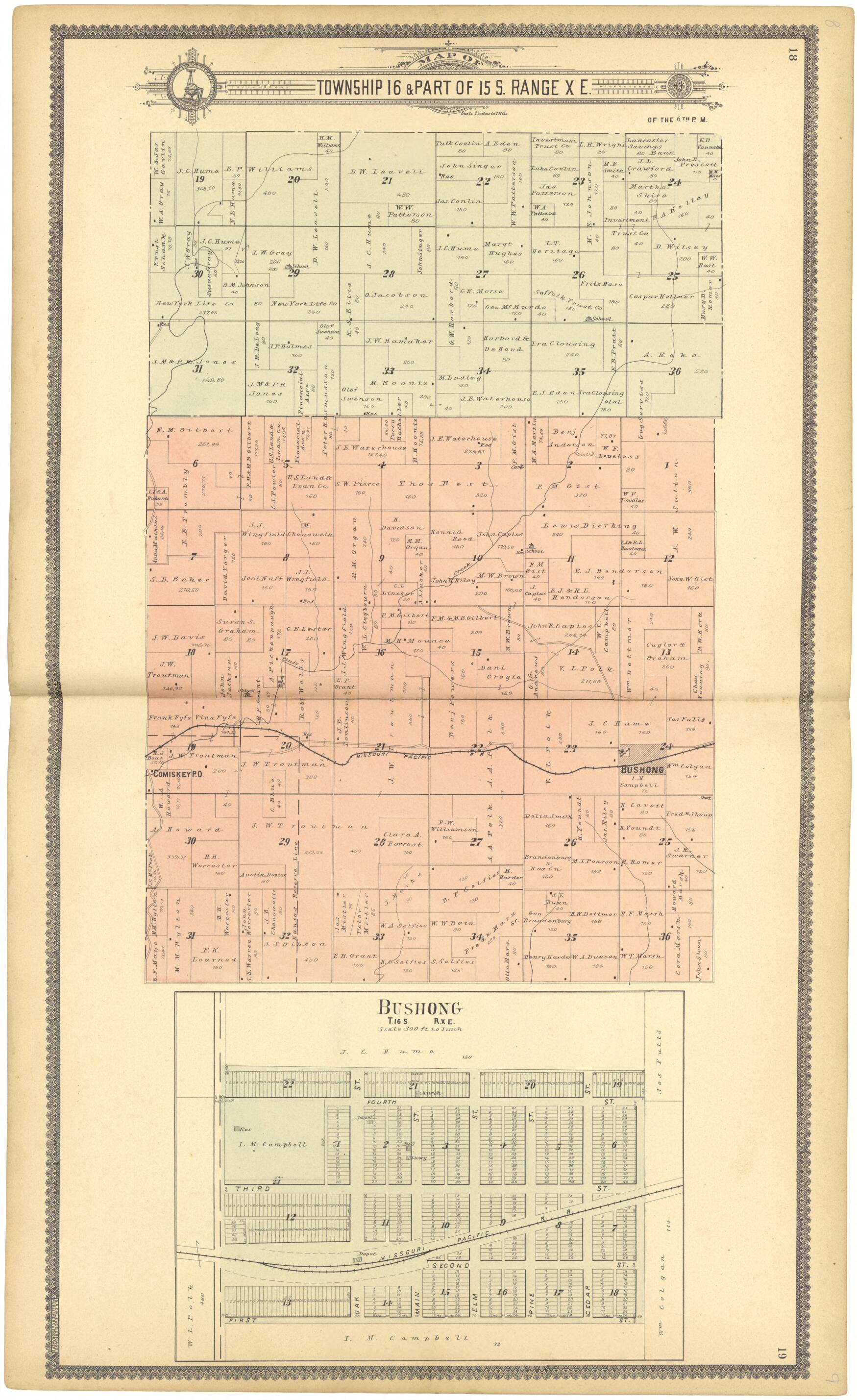 This old map of Map of Township 16 & Part of 15 S. Range X E. from Standard Atlas of Lyon County, Kansas from 1901 was created by Geo. A. Ogle & Co in 1901