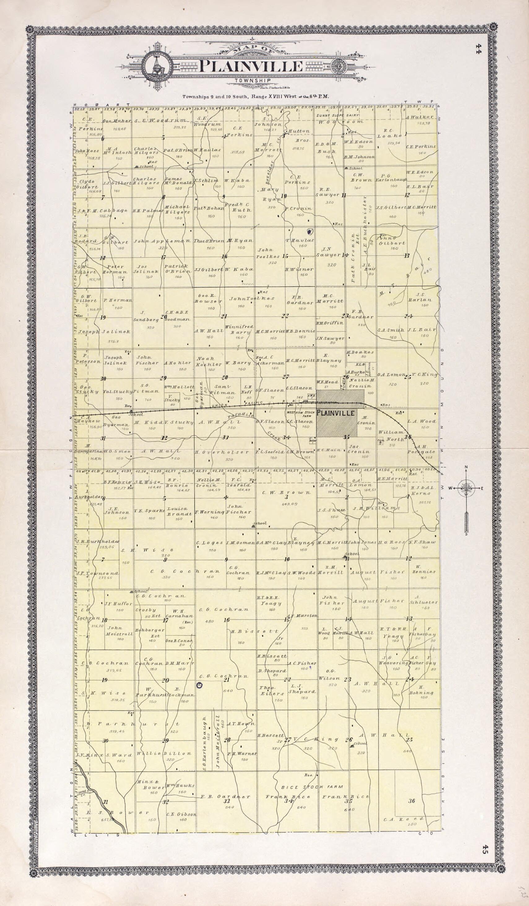 This old map of Plainfield from Standard Atlas of Rooks County, Kansas from 1904 was created by Geo. A. Ogle & Co in 1904