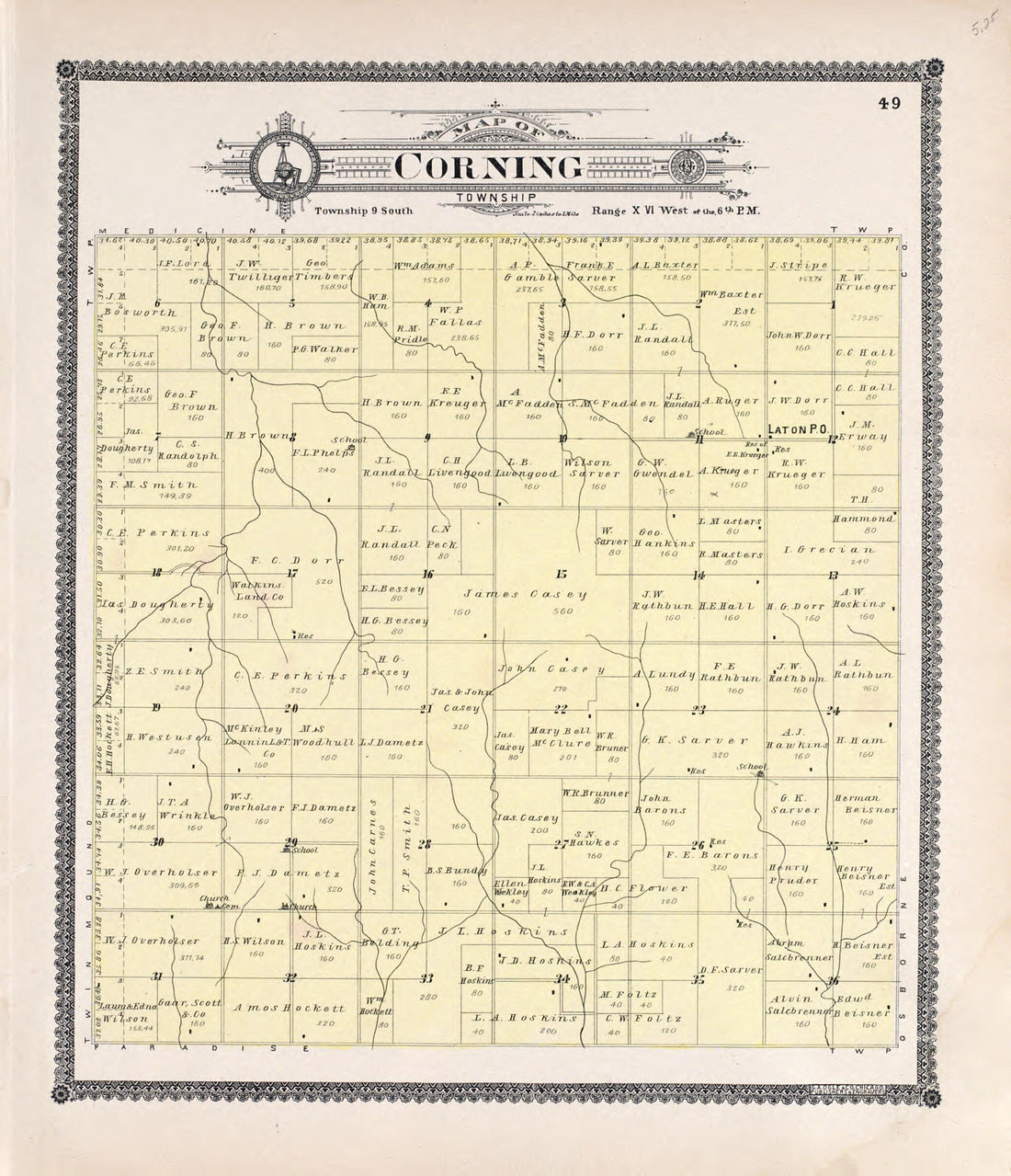 This old map of Corning from Standard Atlas of Rooks County, Kansas from 1904 was created by Geo. A. Ogle & Co in 1904