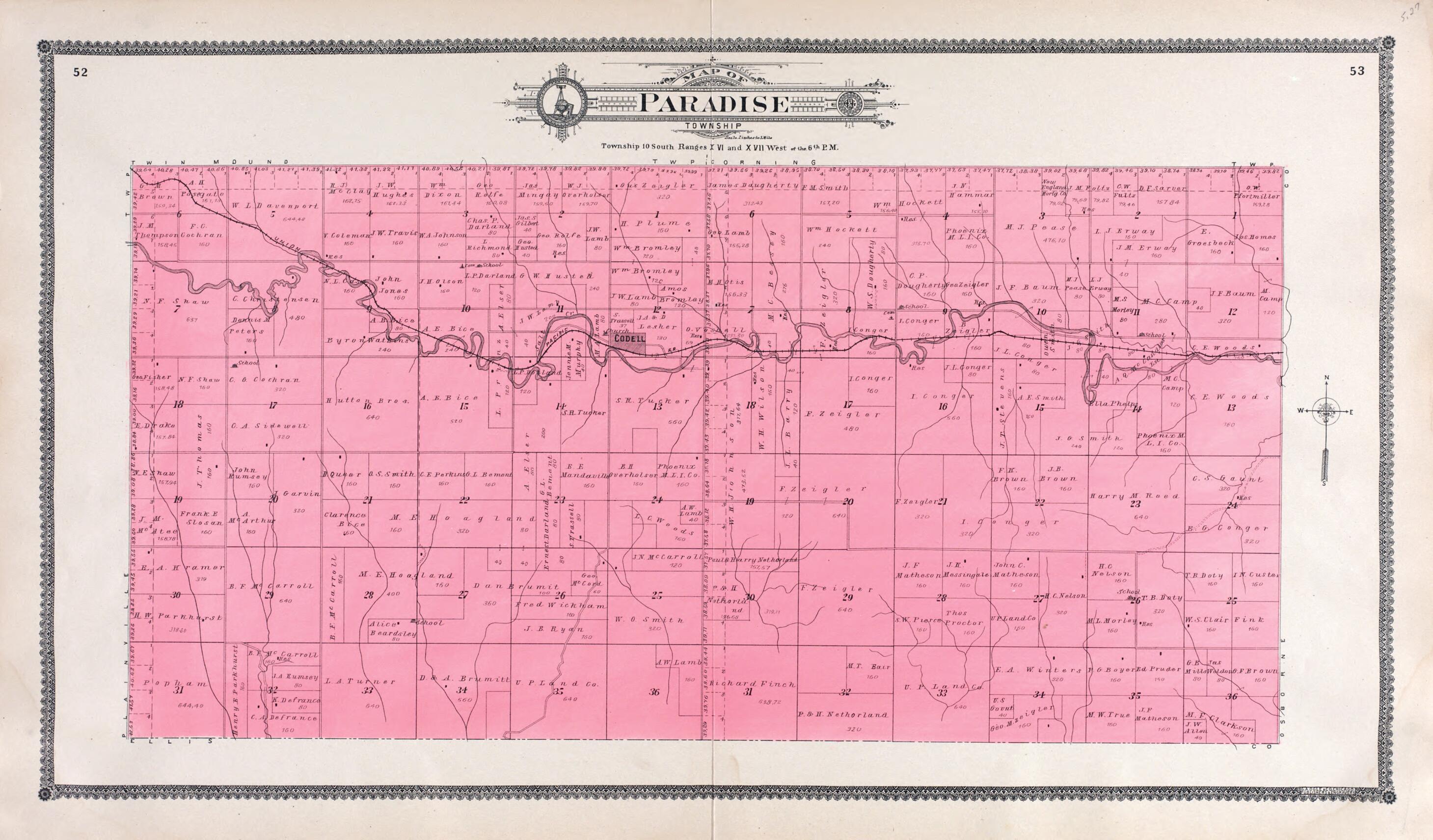 This old map of Paradise from Standard Atlas of Rooks County, Kansas from 1904 was created by Geo. A. Ogle & Co in 1904