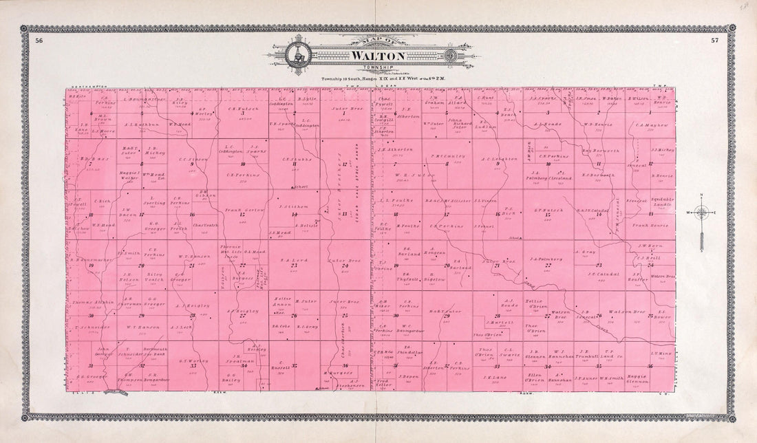 This old map of Walton from Standard Atlas of Rooks County, Kansas from 1904 was created by Geo. A. Ogle & Co in 1904