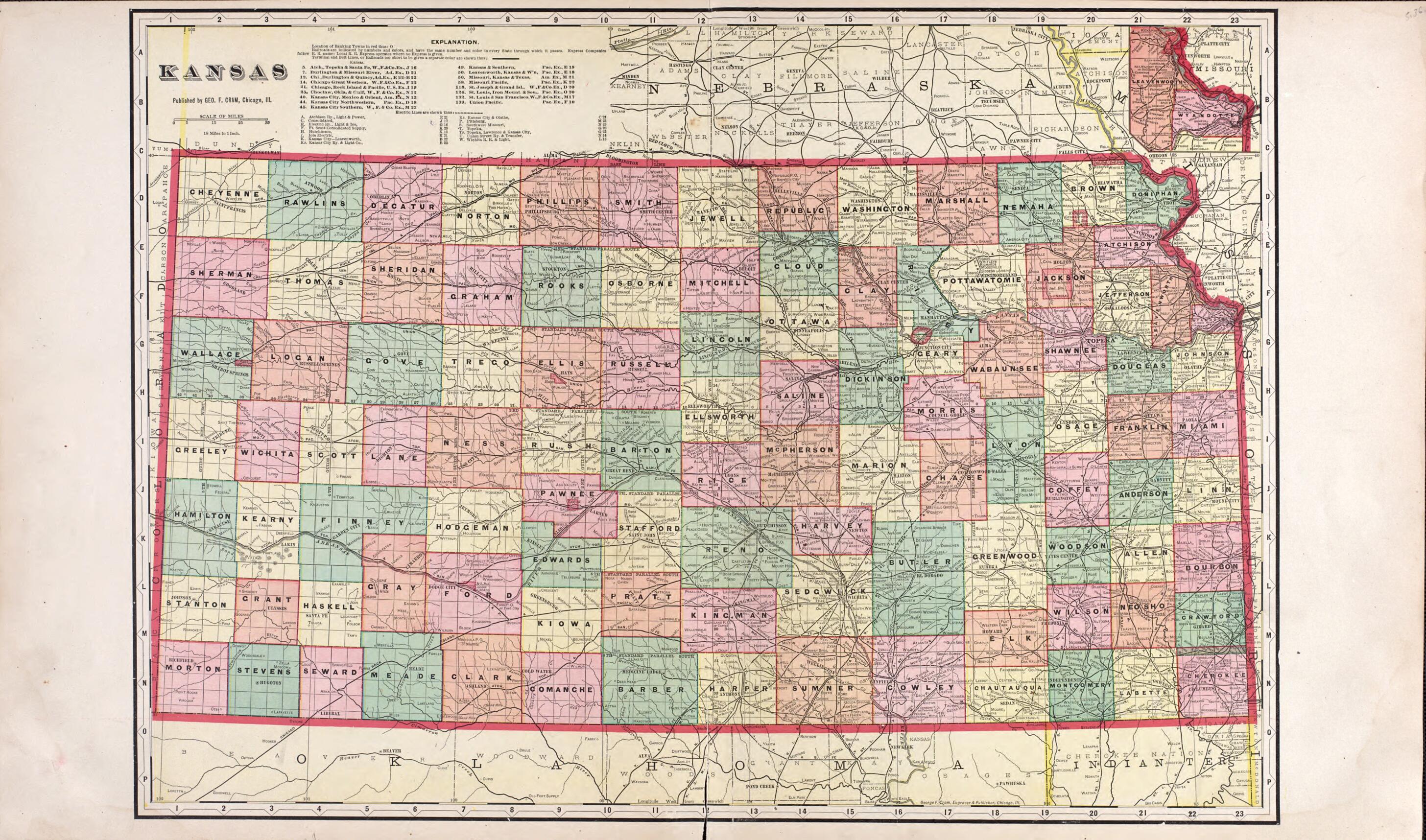 This old map of Kansas from Standard Atlas of Rooks County, Kansas from 1904 was created by Geo. A. Ogle & Co in 1904