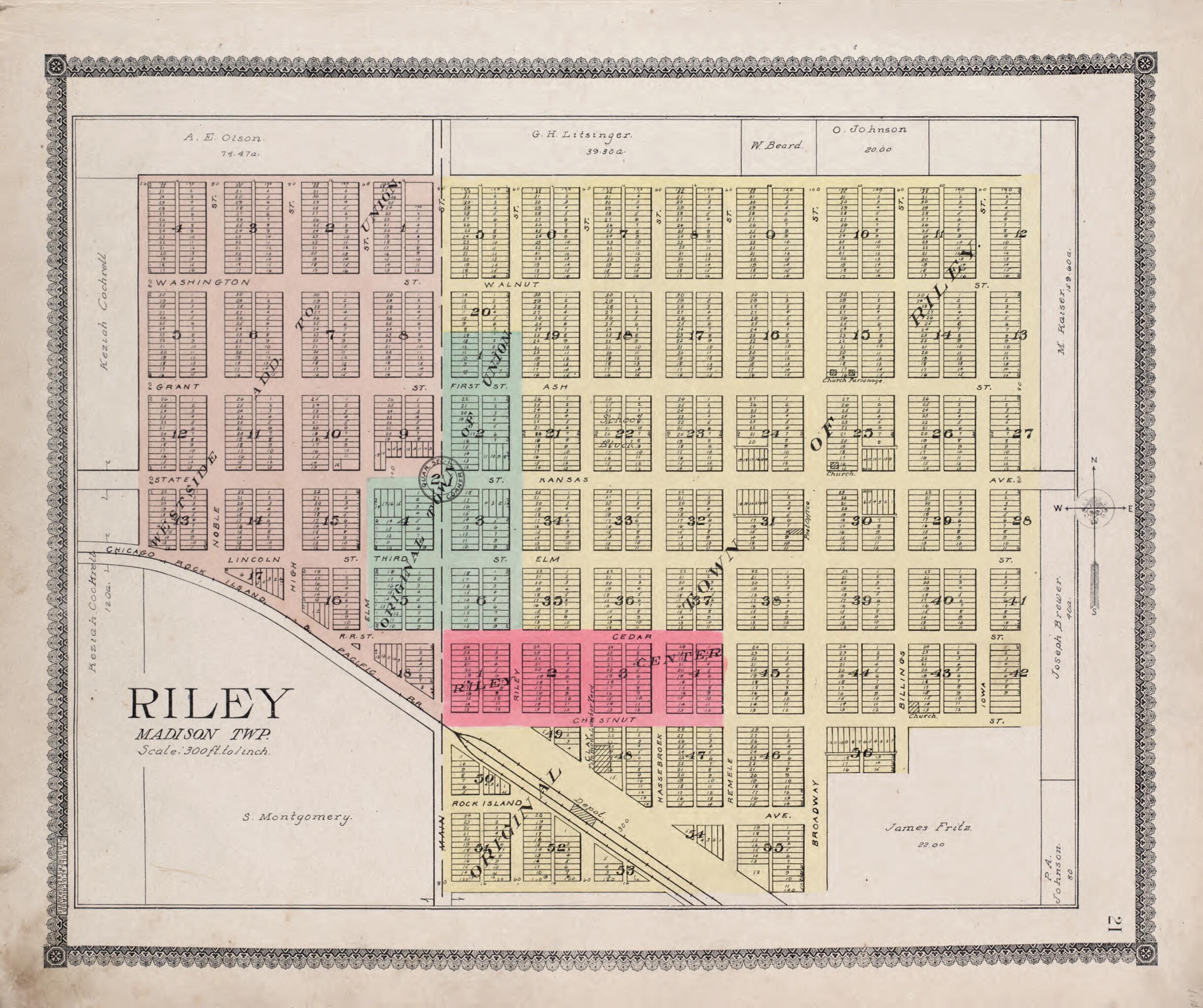This old map of Riley from Standard Atlas of Riley County, Kansas from 1909 was created by Geo. A. Ogle & Co in 1909