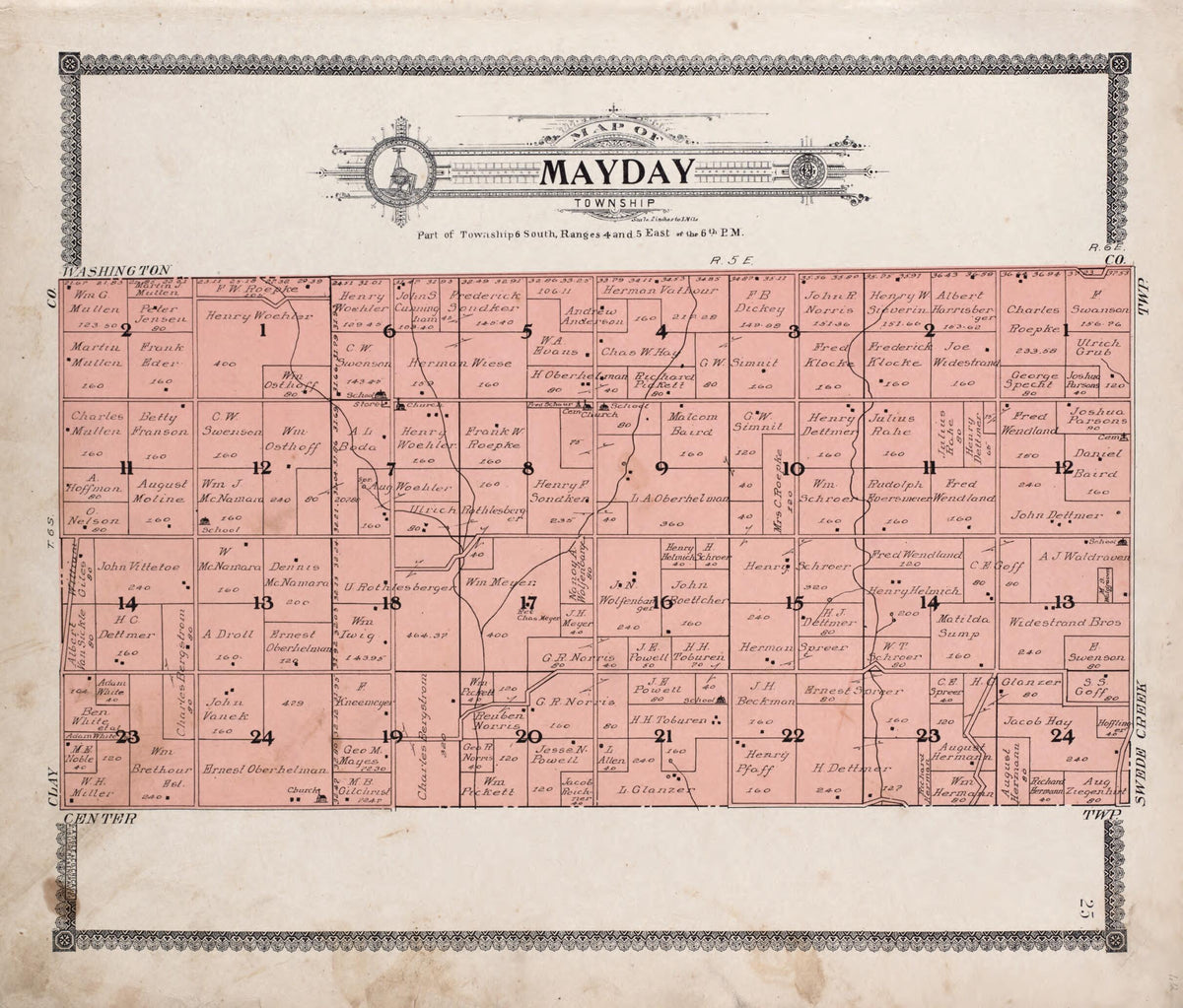 Map of Mayday Township from Standard Atlas of Riley County, Kansas 1909 by Relic Map Company