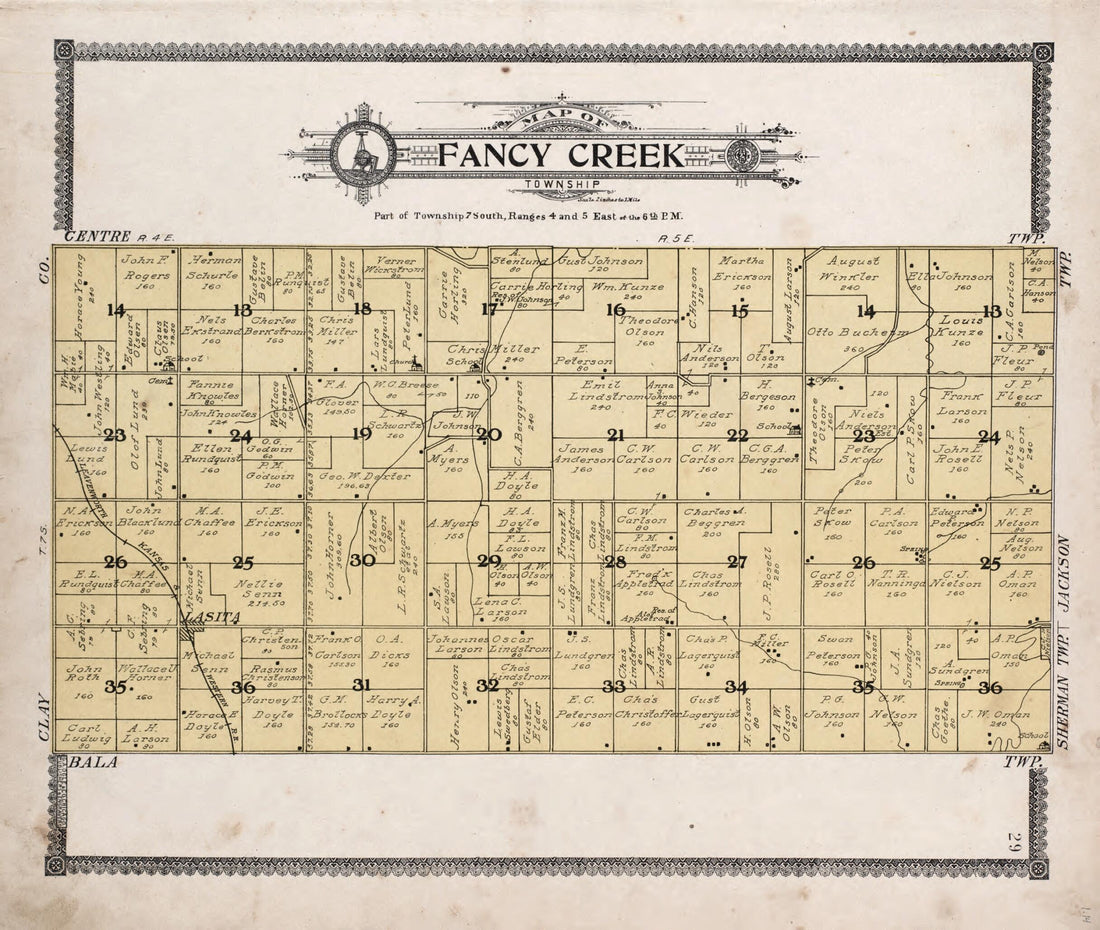 This old map of Map of Fancy Creek Township from Standard Atlas of Riley County, Kansas from 1909 was created by Geo. A. Ogle & Co in 1909