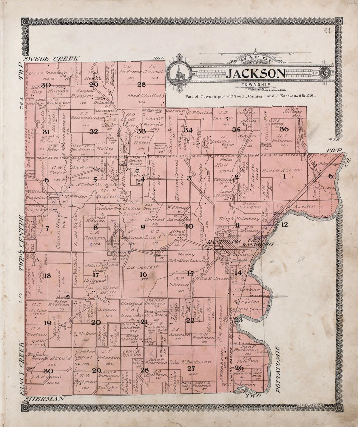 Map of Jackson Township from Standard Atlas of Riley County, Kansas 1909 by Relic Map Company
