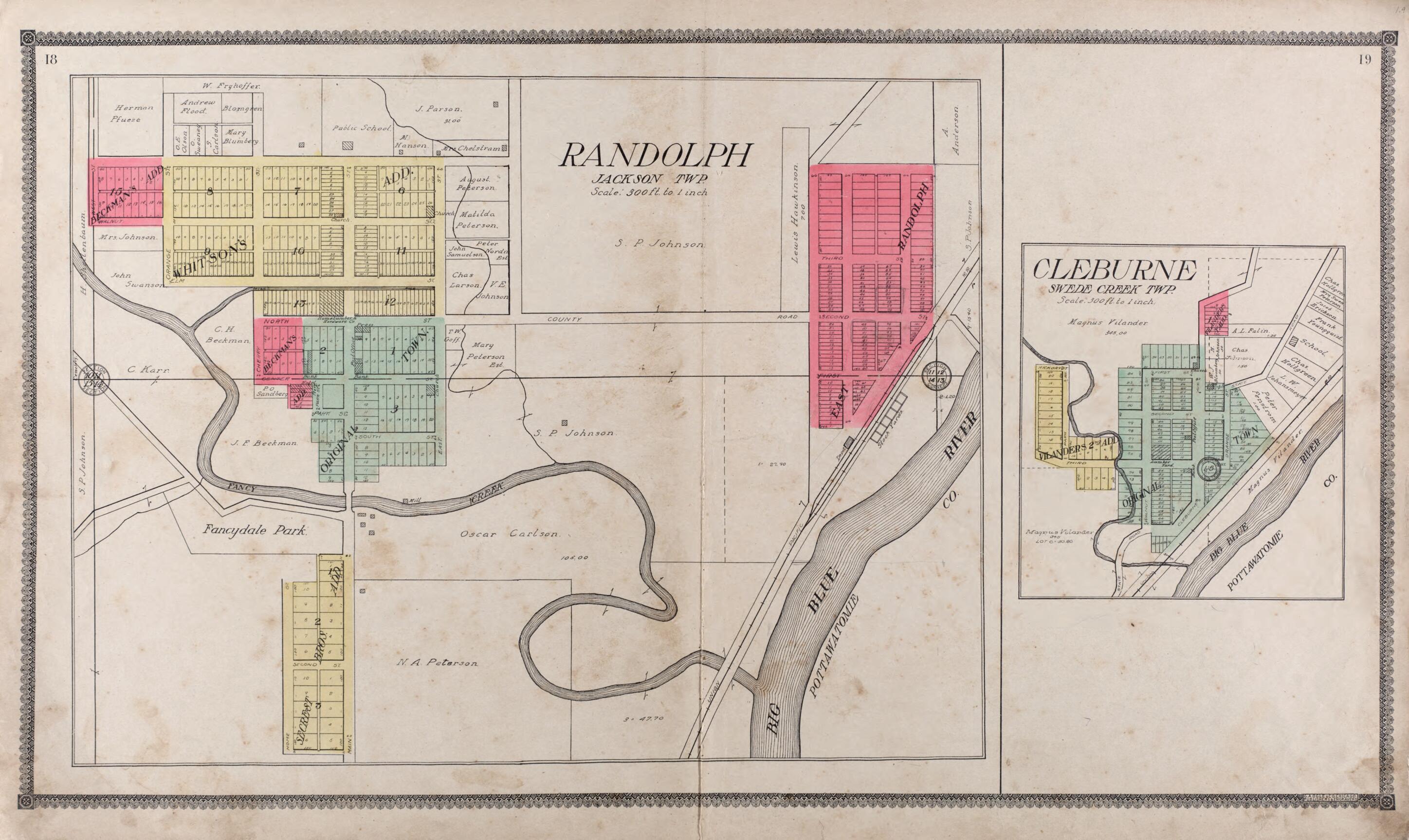 This old map of Randolph -- Cleburne from Standard Atlas of Riley County, Kansas from 1909 was created by Geo. A. Ogle & Co in 1909