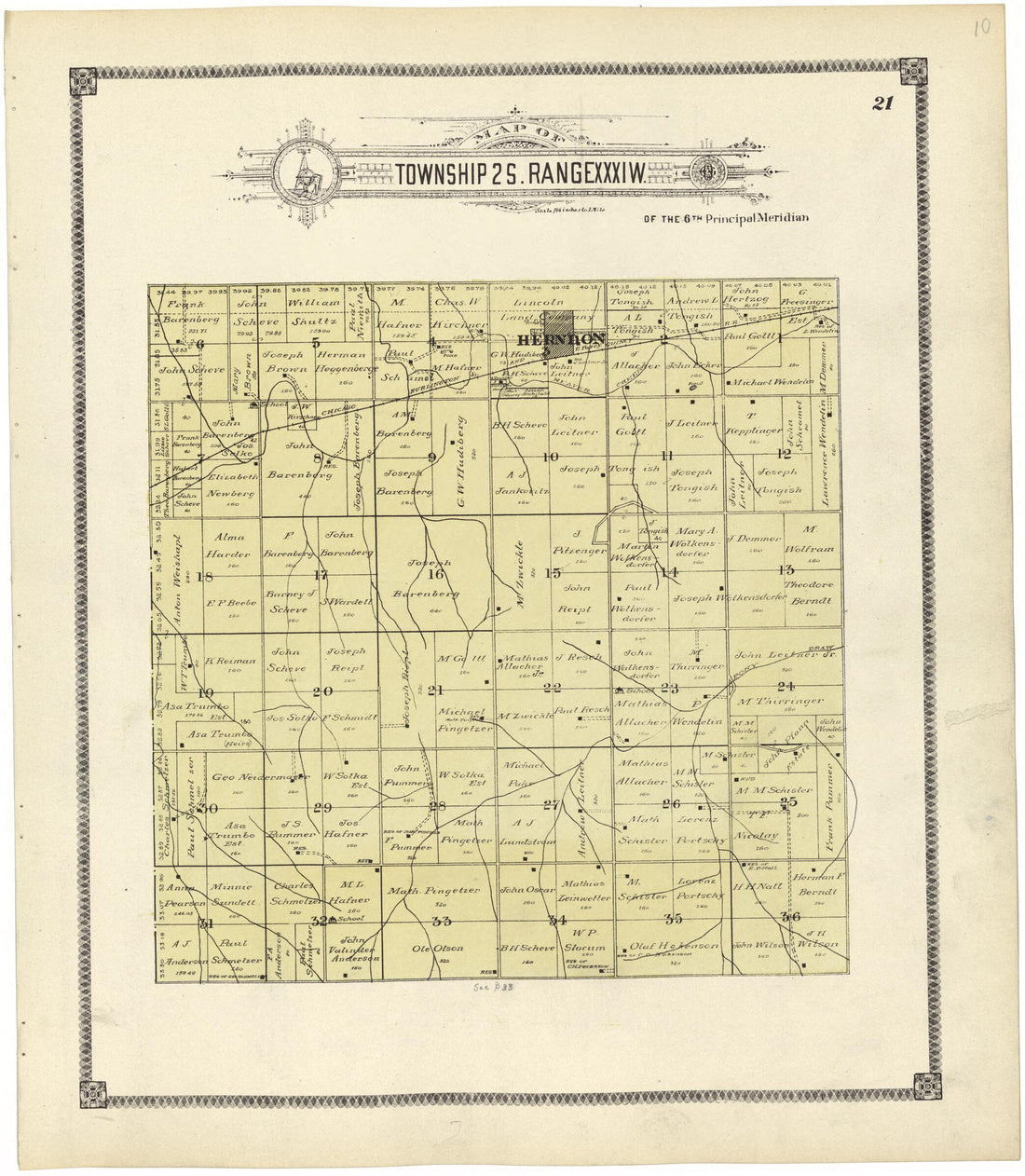 This old map of Map of Township 2 S. Range XXXI W. from Standard Atlas of Rawlins County, Kansas from 1906 was created by Geo. A. Ogle & Co in 1906