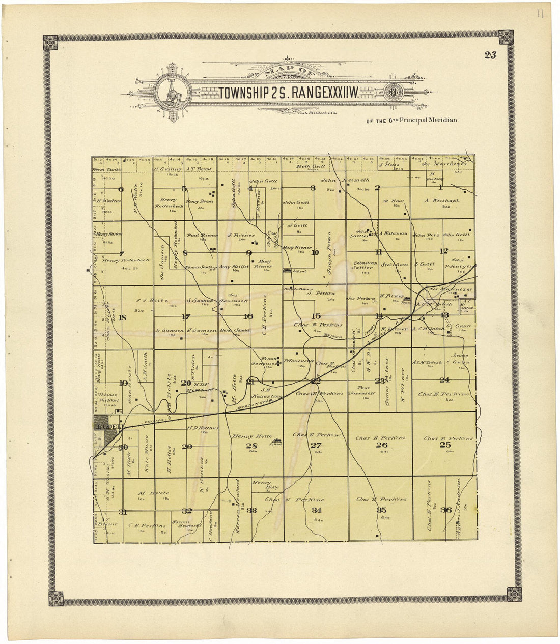 This old map of Map of Township 2 S. Range XXXII W. from Standard Atlas of Rawlins County, Kansas from 1906 was created by Geo. A. Ogle & Co in 1906