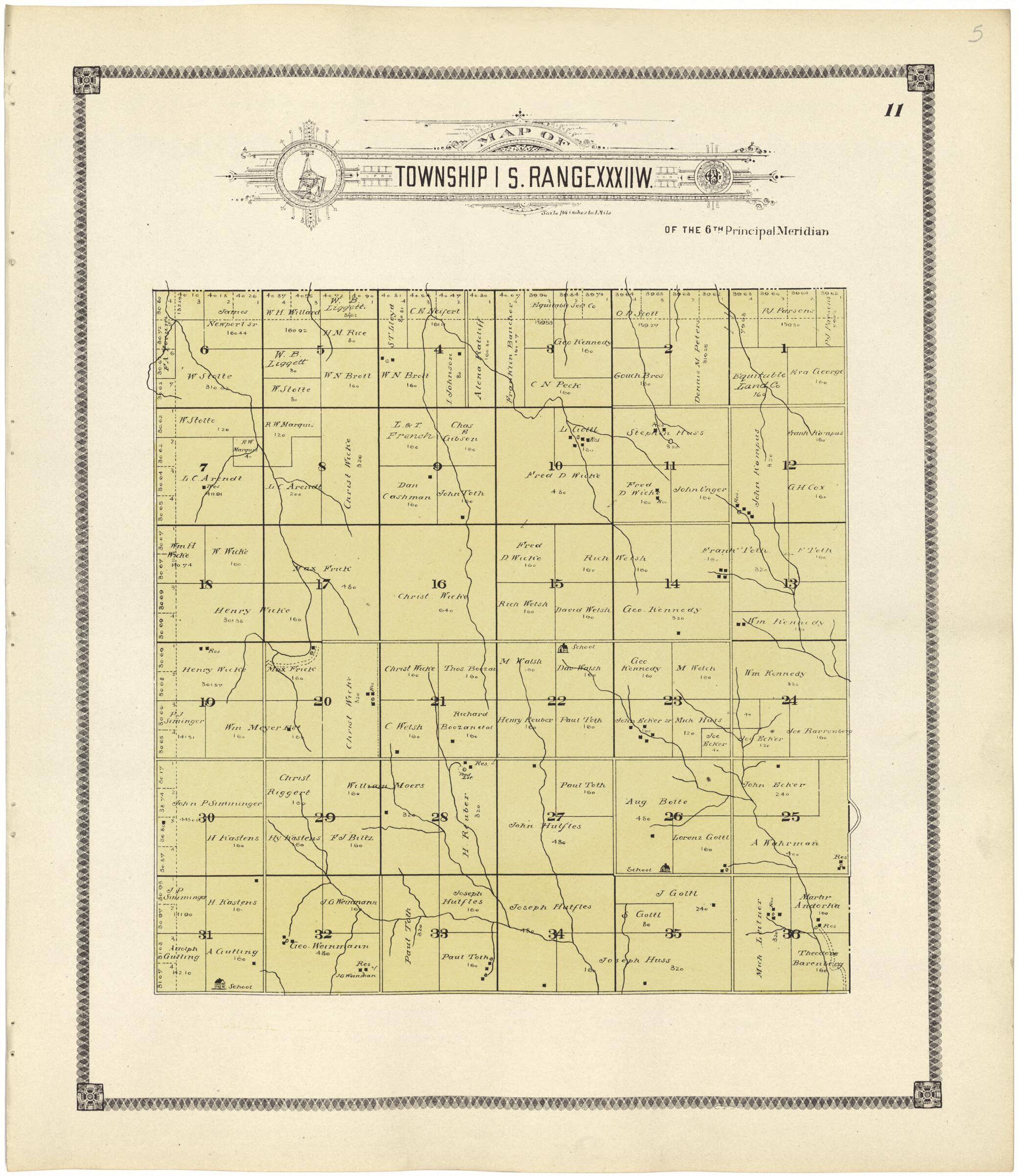 This old map of Map of Township 1 S. Range XXXII W. from Standard Atlas of Rawlins County, Kansas from 1906 was created by Geo. A. Ogle & Co in 1906