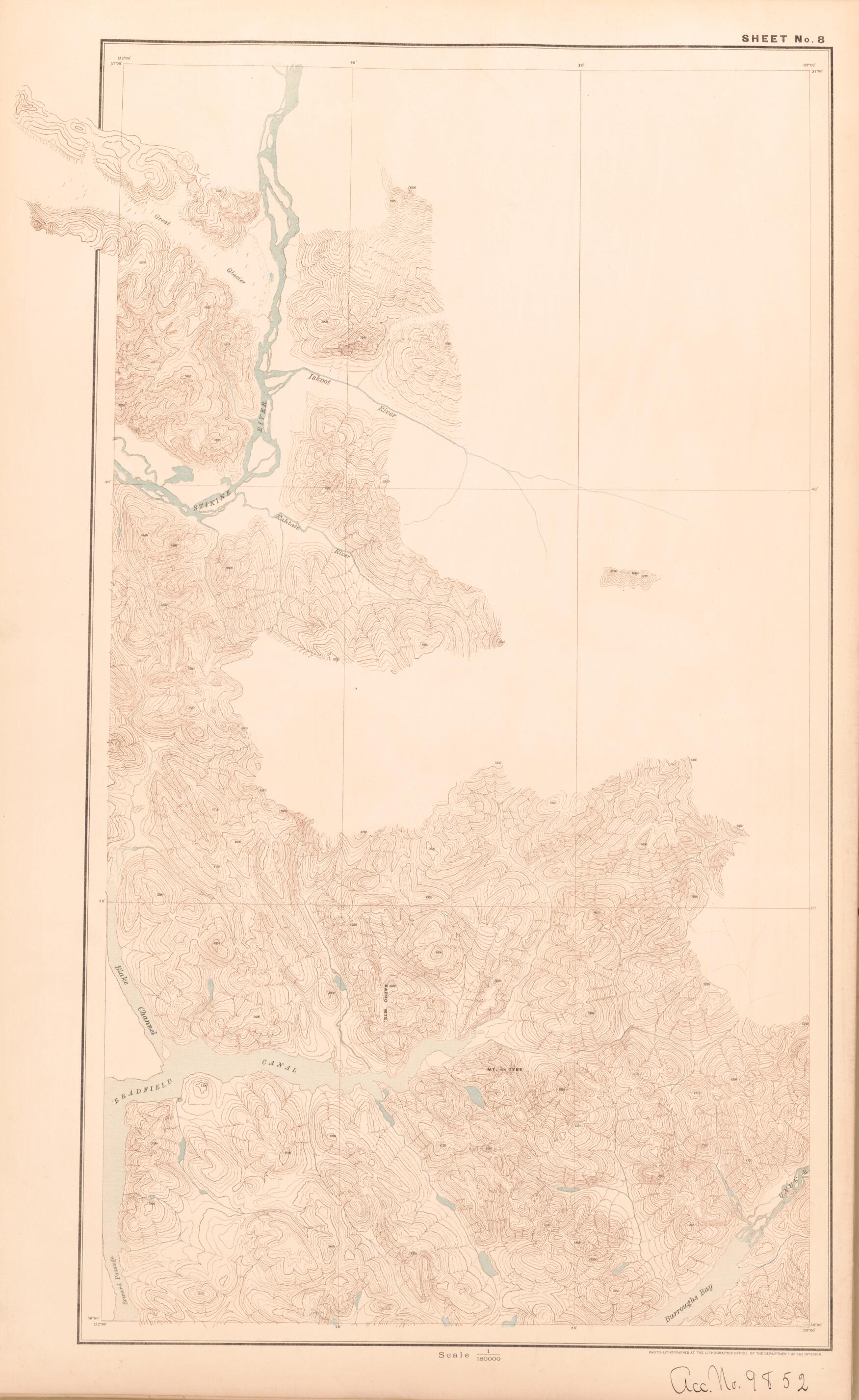This old map of Sheet 8 from Alaskan Boundary Atlas from 1895 from 1895 was created by International Boundary Commission in 1895