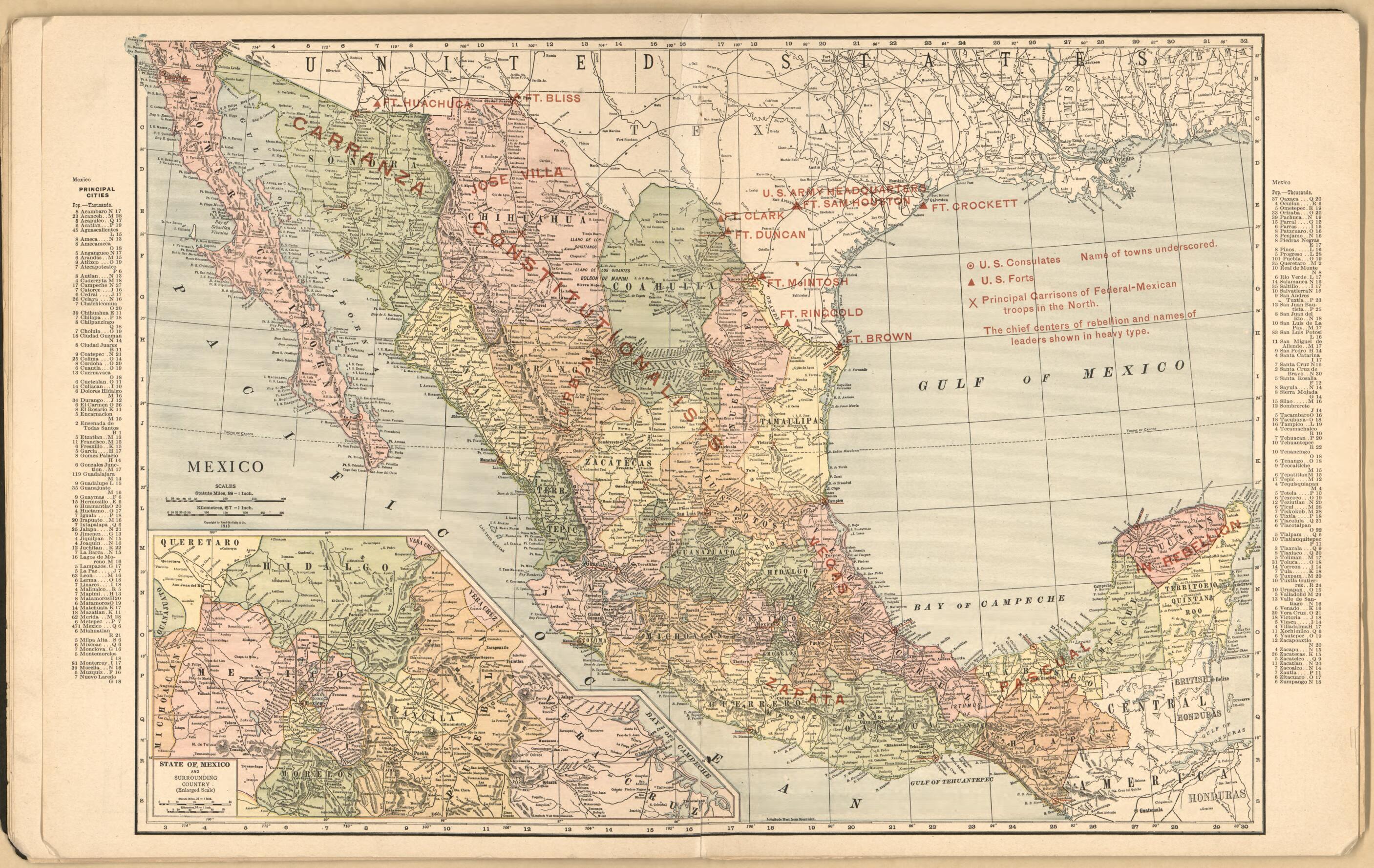 This old map of Mexico: from 1913 from Mexican Revolution from 1913 was created by Rand McNally and Company in 1913