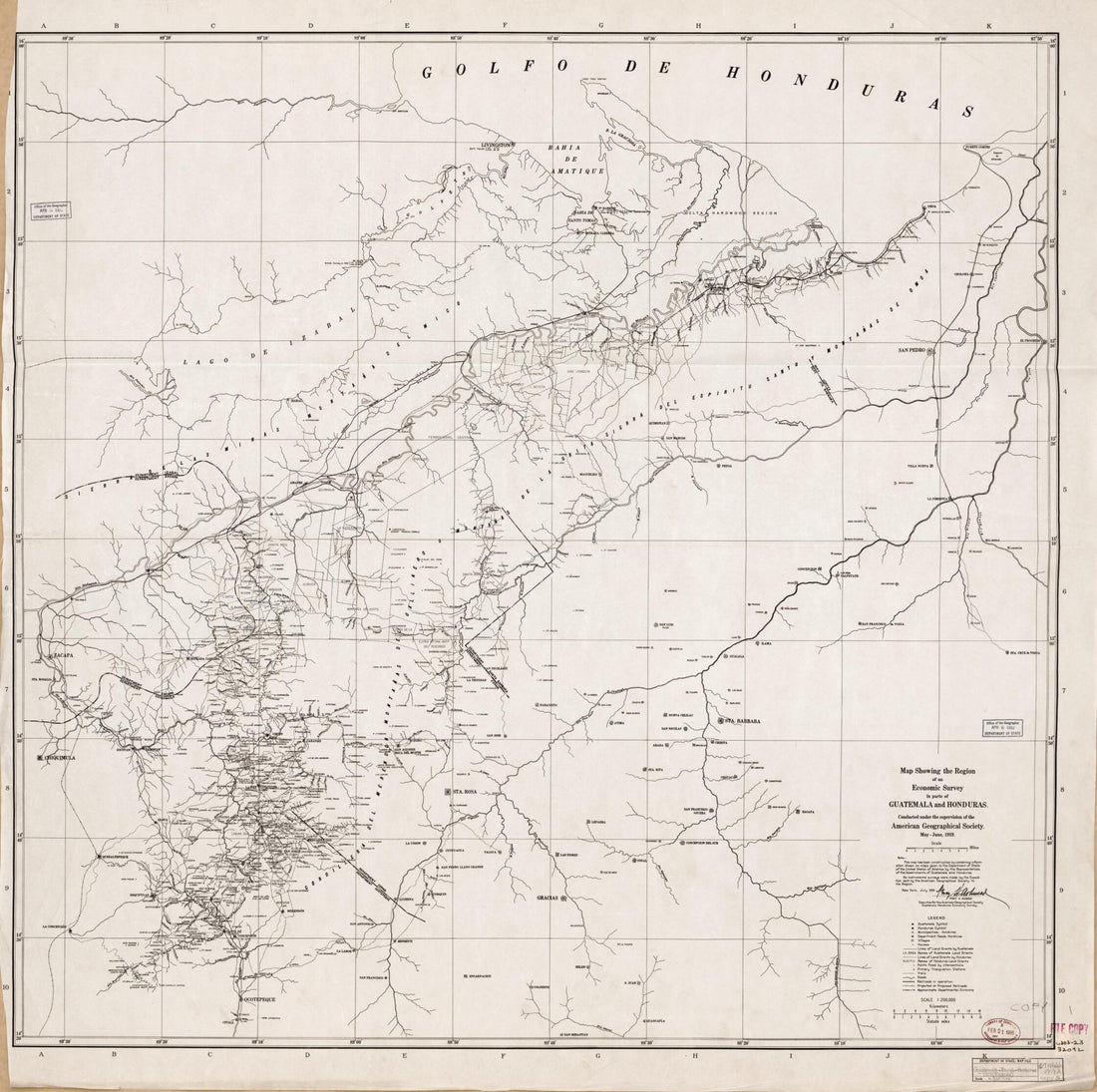 This old map of Sheet 1 - Map Showing the Region of an Economic Survey In Parts of Guatemala and Honduras from Maps of Guatemala-Honduras Boundary. from 1918 was created by in 1918