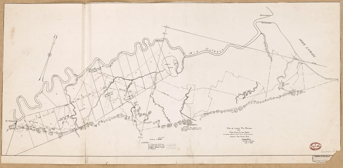 Sheet 3 - Map of Lower Rio Motagua and Foot Hills to the South, Extending from the Coast to the R. Chachualillo / Compiled from Various Maps from Maps of Guatemala-Honduras Boundary. 1918 by Relic Map Company