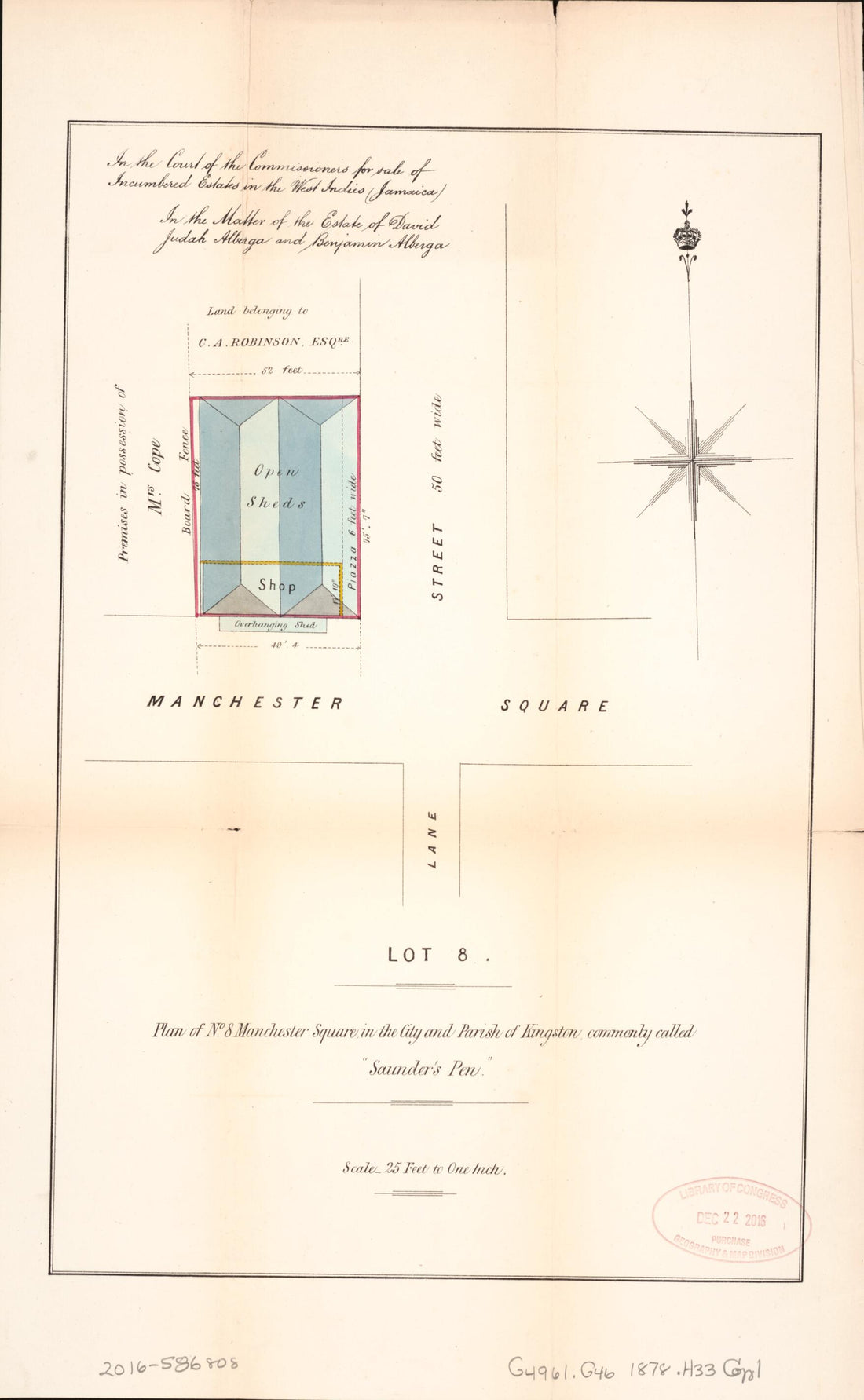 This old map of Lot 8. from Encumbered Estates In the West Indies (Jamaica) from 1878 was created by Vaughan & Jenkinson (Firm) Hards in 1878